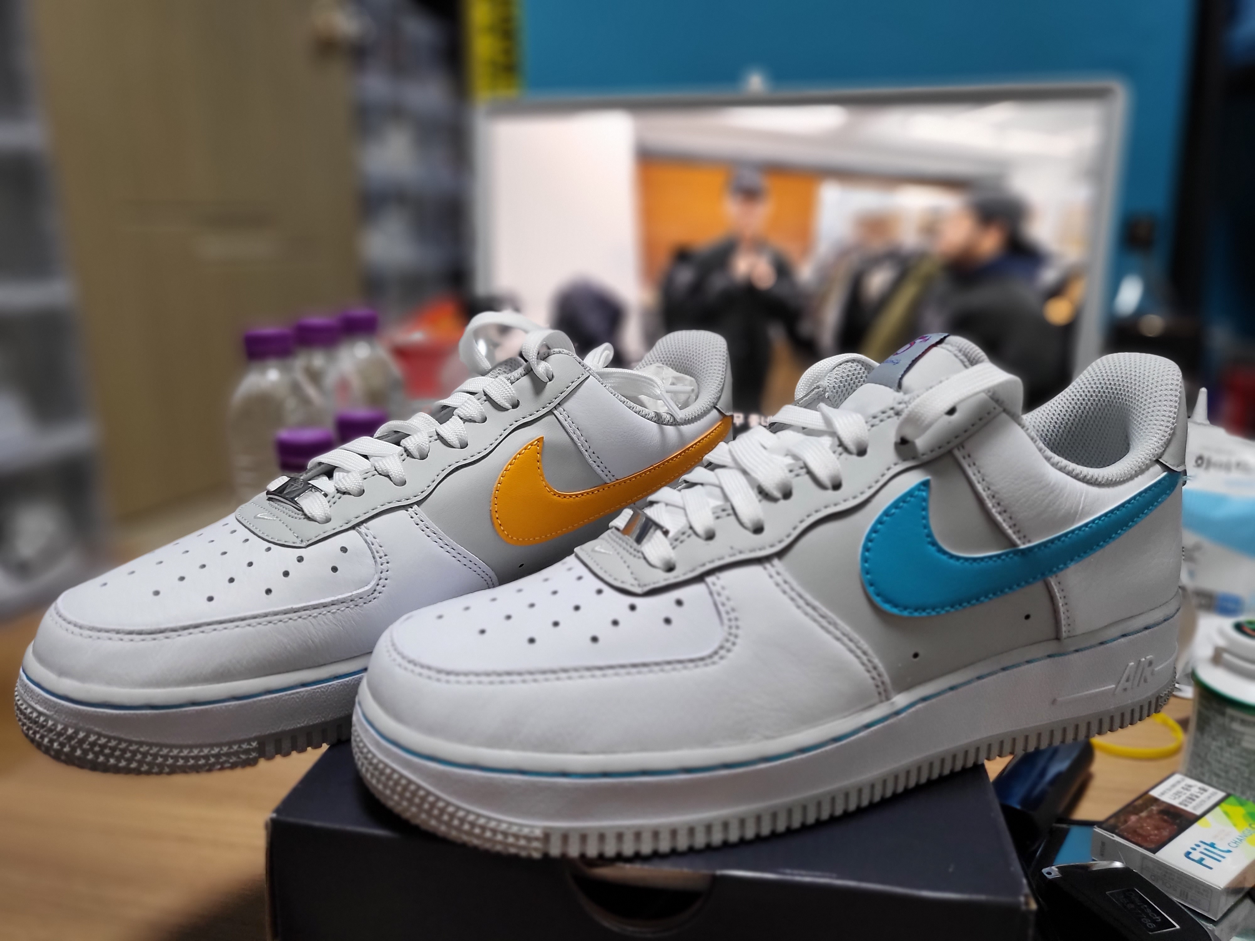 Nike x NBA Air Force 1 '07 LV8 EMB White Turquoise Blue 착용 스타일