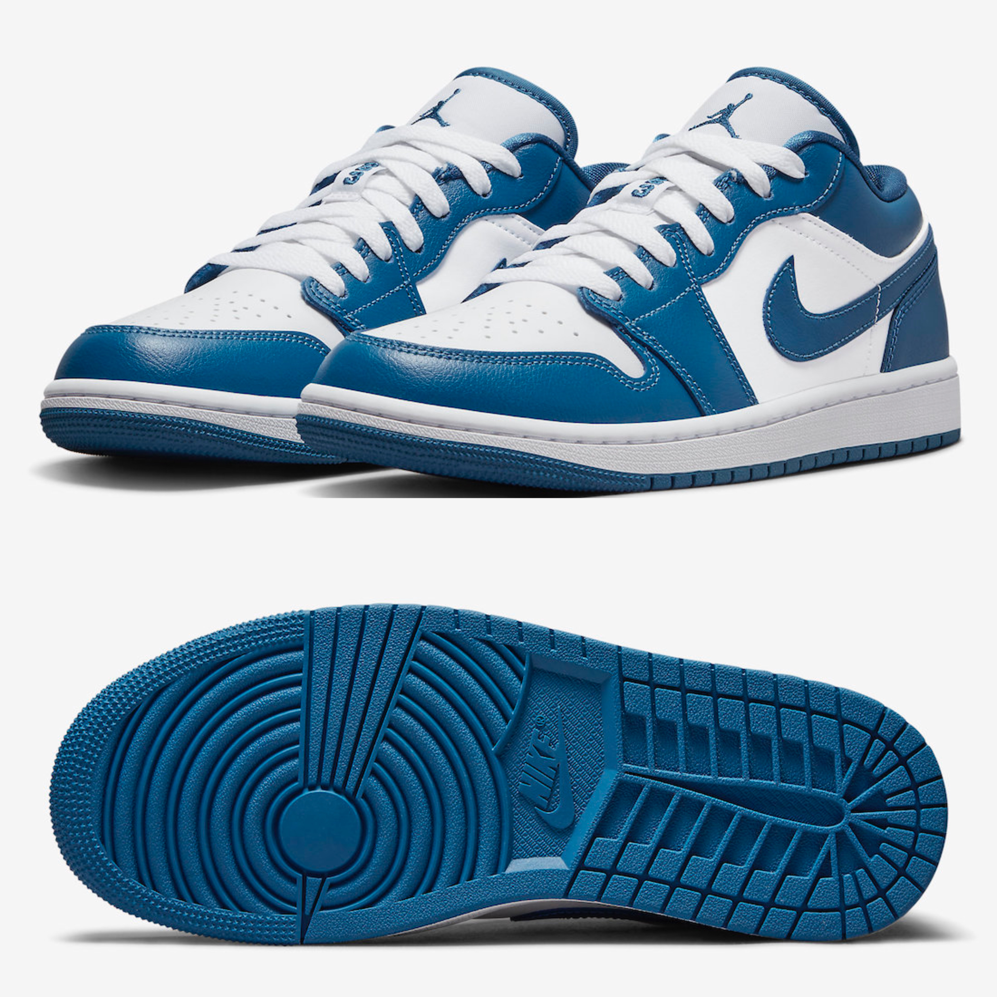 (W) Jordan 1 Low White Dark Marina Blue 착용 스타일 - 2