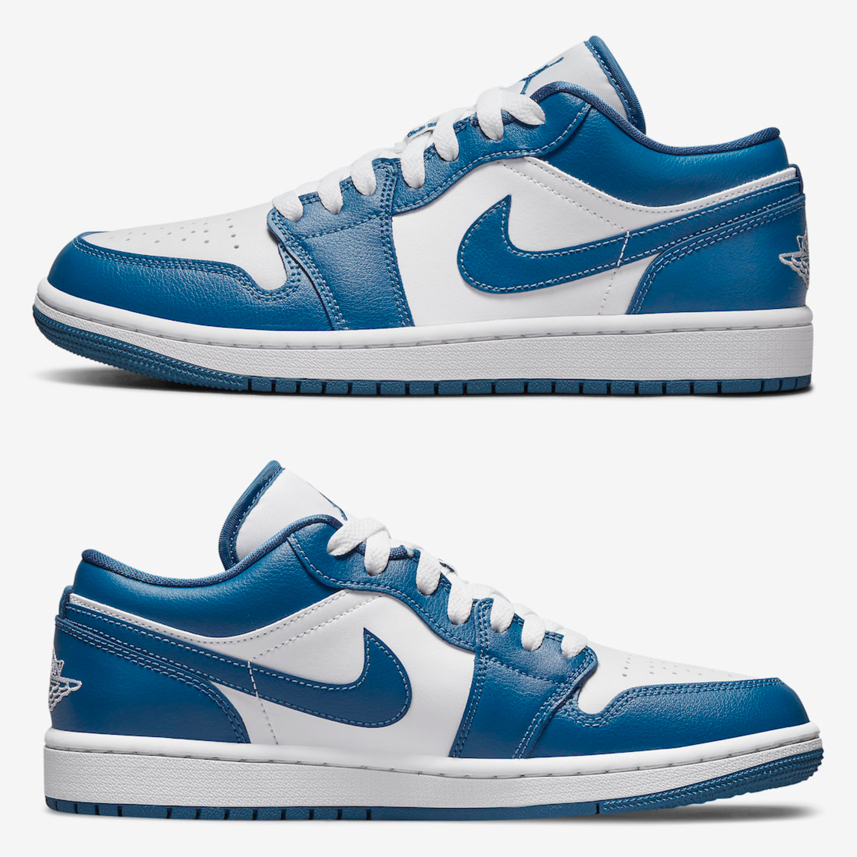 (W) Jordan 1 Low White Dark Marina Blue 착용 스타일 - 3
