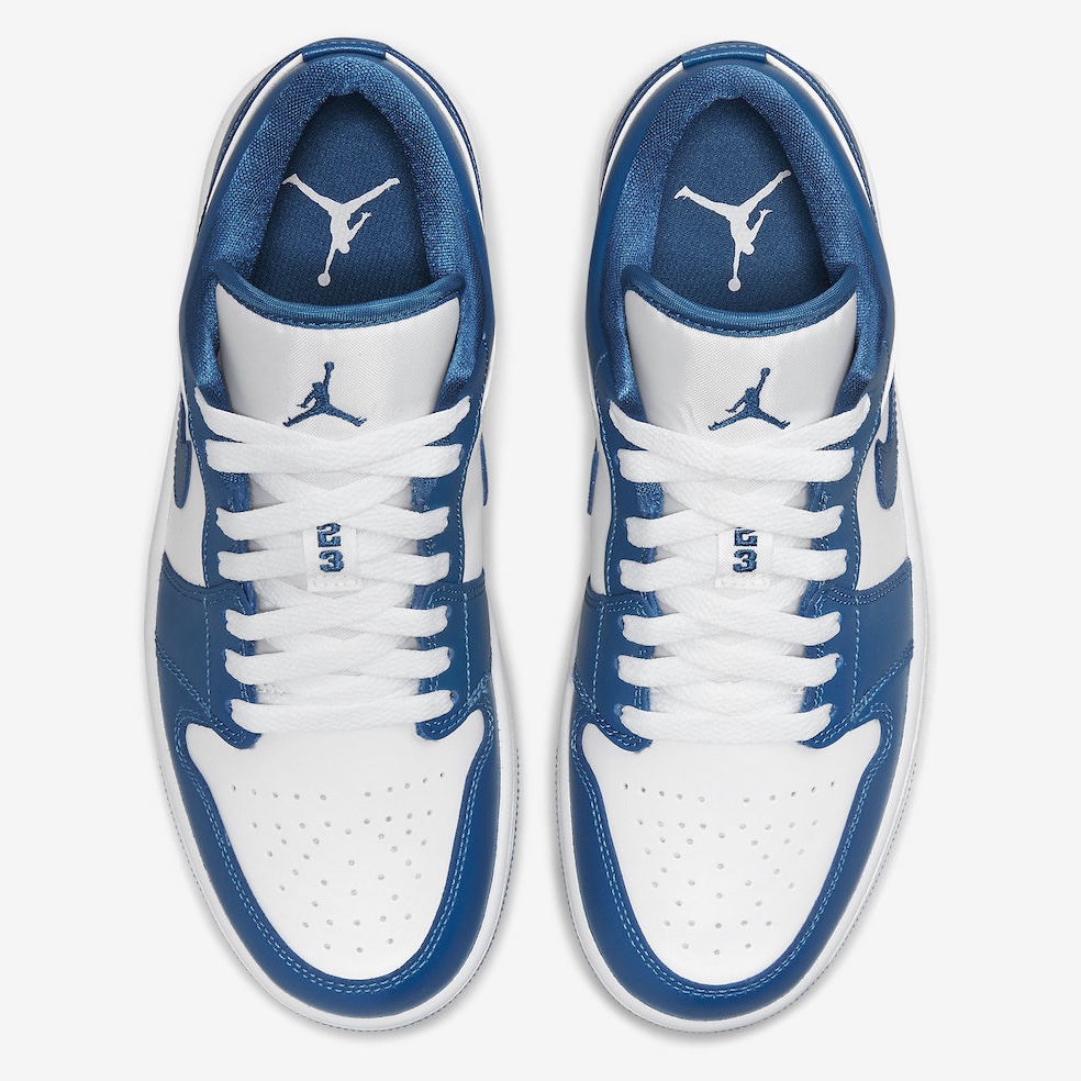 (W) Jordan 1 Low White Dark Marina Blue 착용 스타일 - 4