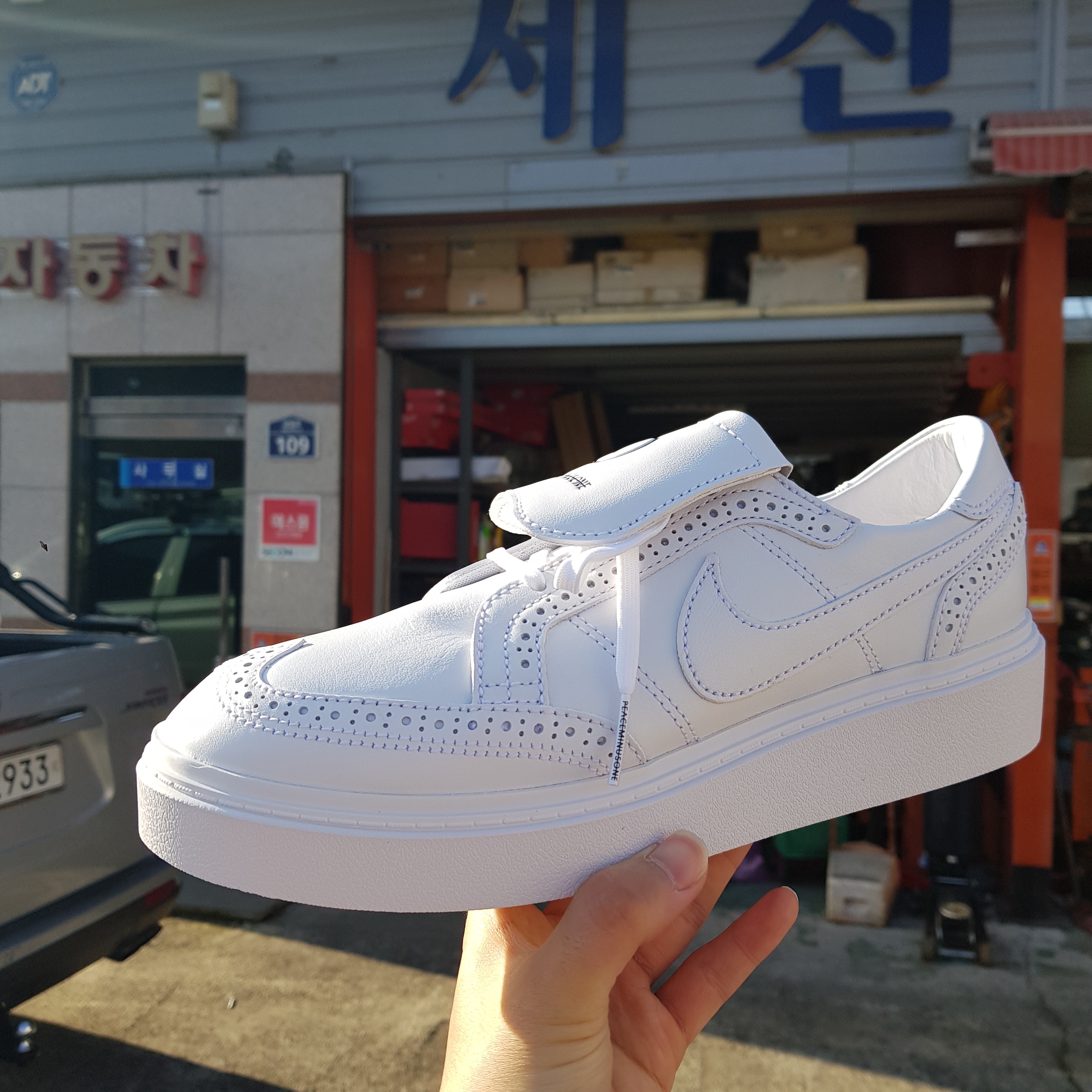Nike x Peaceminusone Kwondo1 White 착용 스타일 - 1