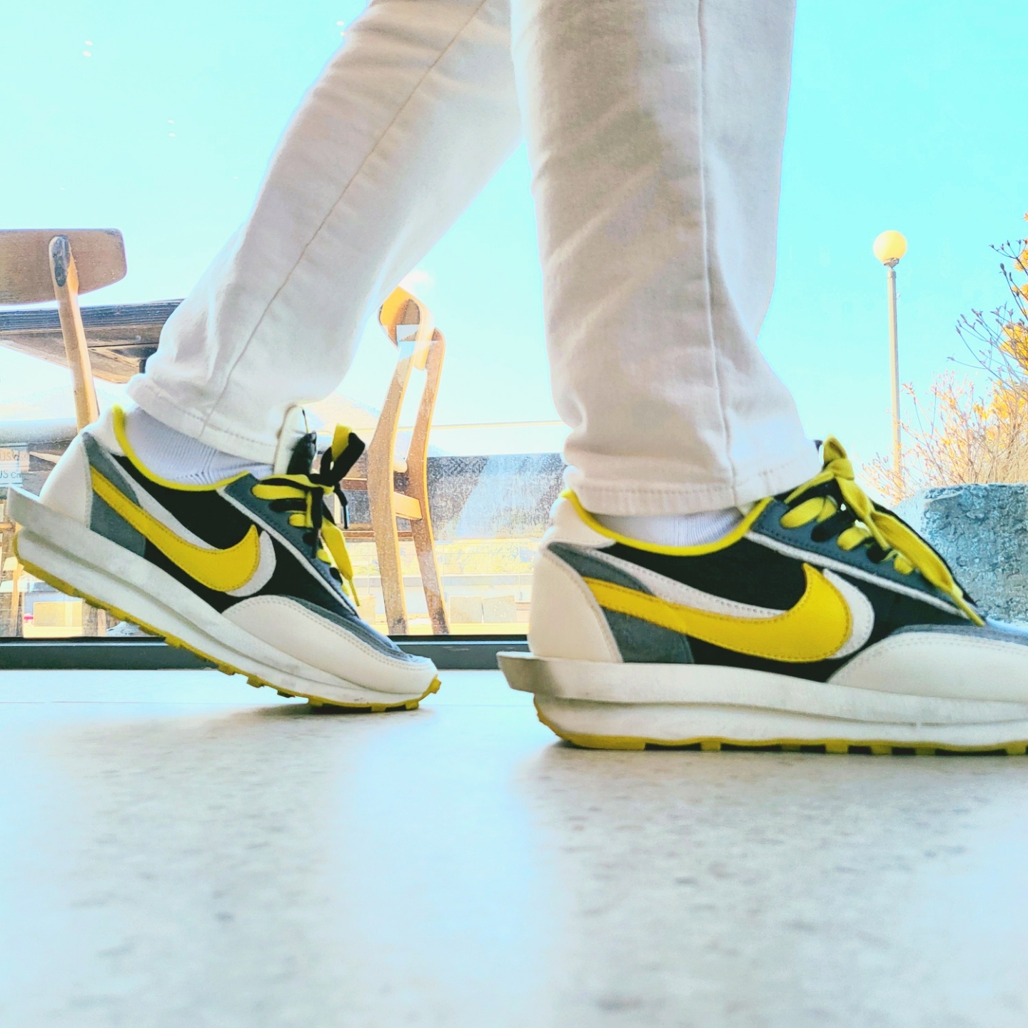 Nike x Sacai x Undercover LDWaffle Black Bright Citron 착용 스타일 - 1