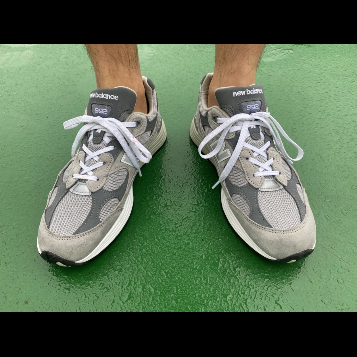 New Balance 992 Made in USA Grey - D Standard 착용 스타일 - 1