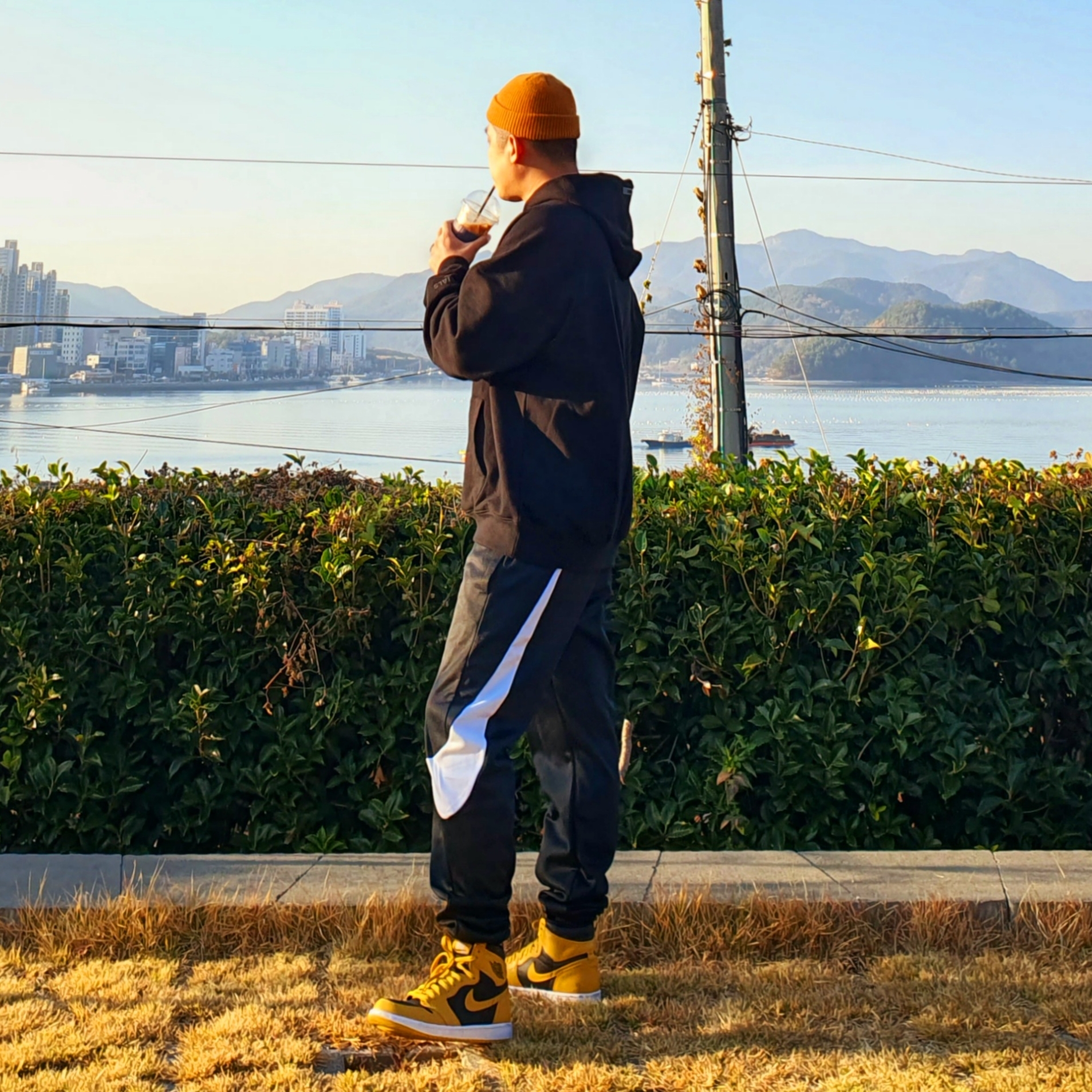 Jordan 1 Retro High OG Pollen, Essentials 3D Silicon Applique Pullover Hoodie Dark Slate/Black 2020 착용 스타일