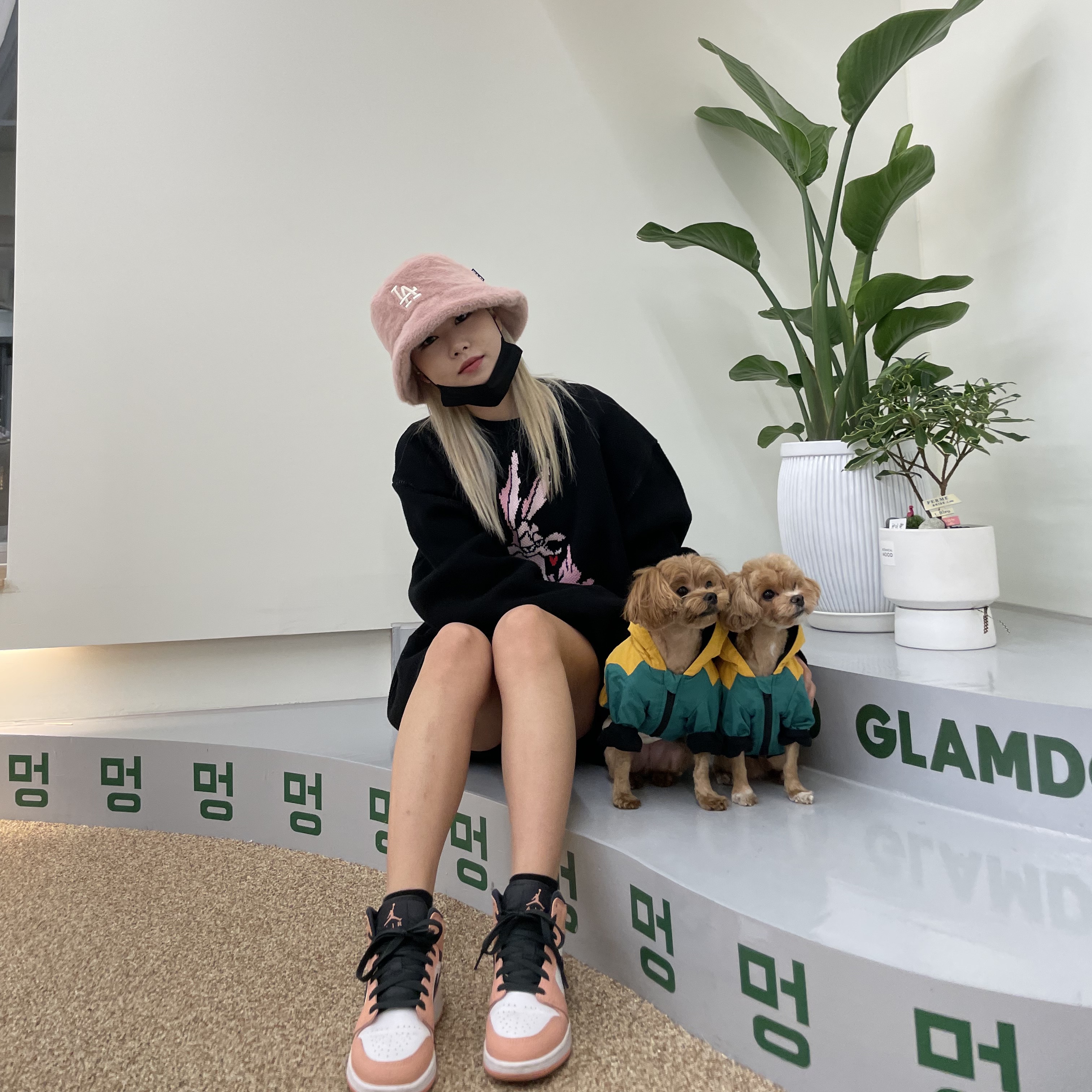 (GS) Jordan 1 Mid Pink Quartz 착용 스타일 - 2