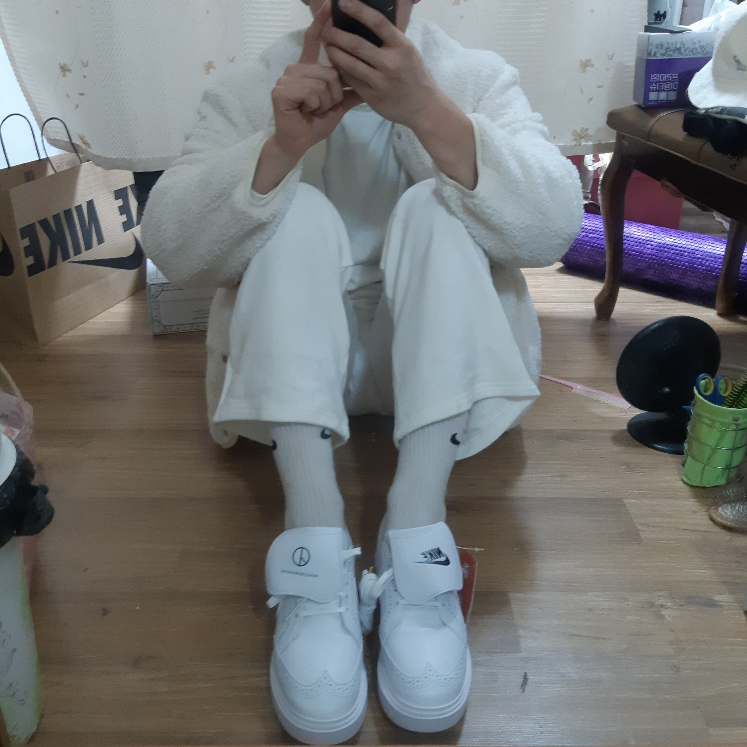 Nike x Peaceminusone Kwondo1 White 착용 스타일 - 1