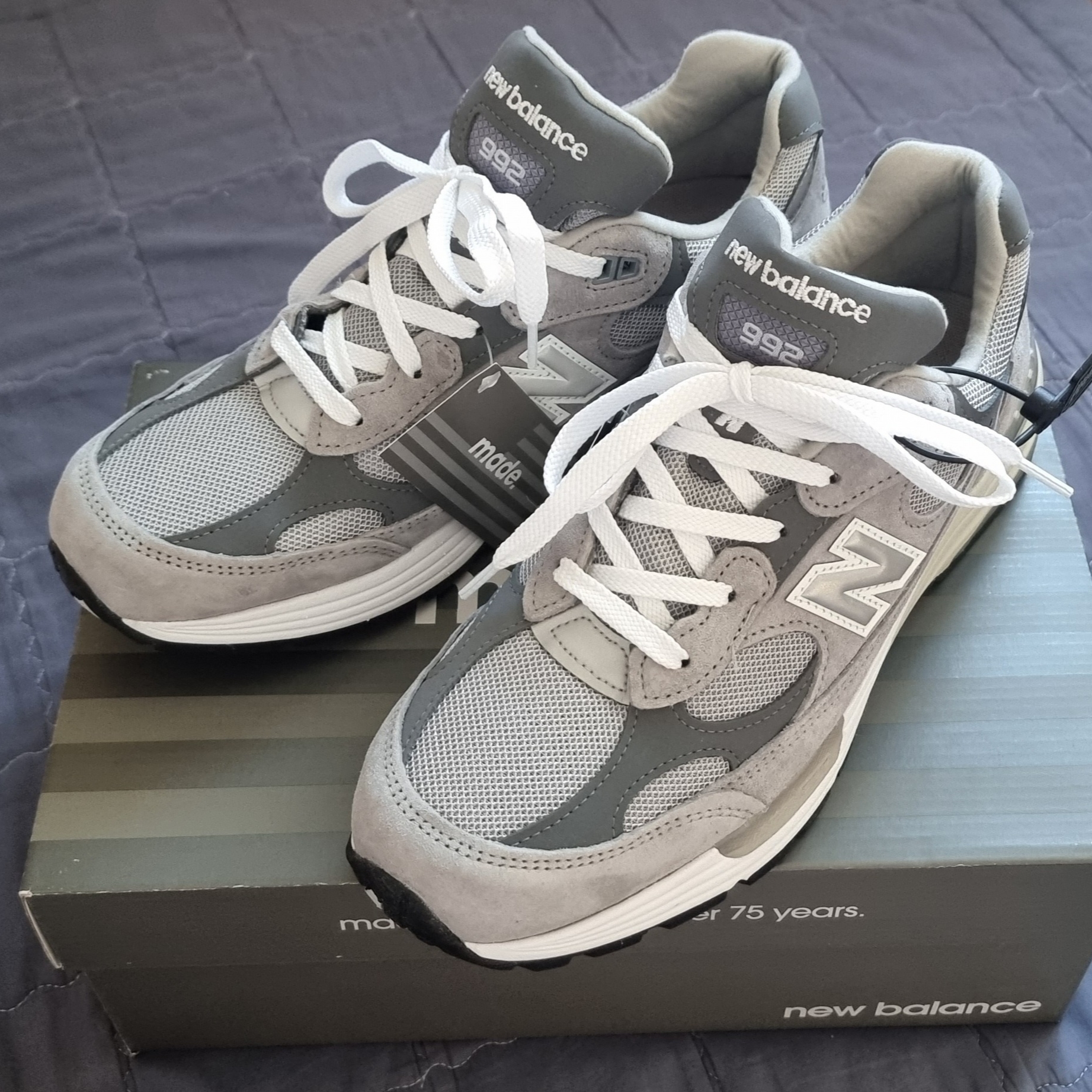 New Balance 992 Made in USA Grey - D Standard 착용 스타일 - 2