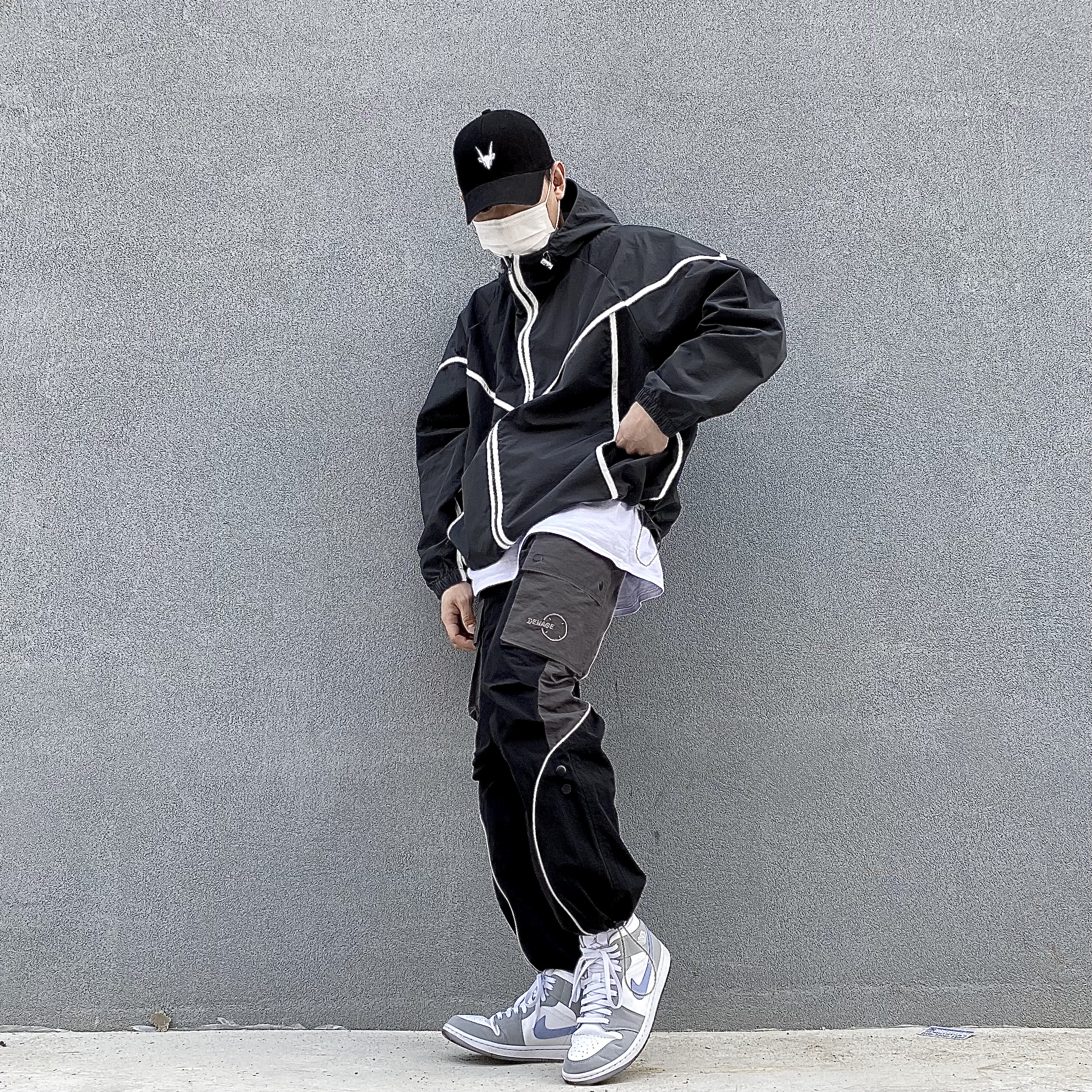 (W) Jordan 1 Mid Wolf Grey 착용 스타일 - 2