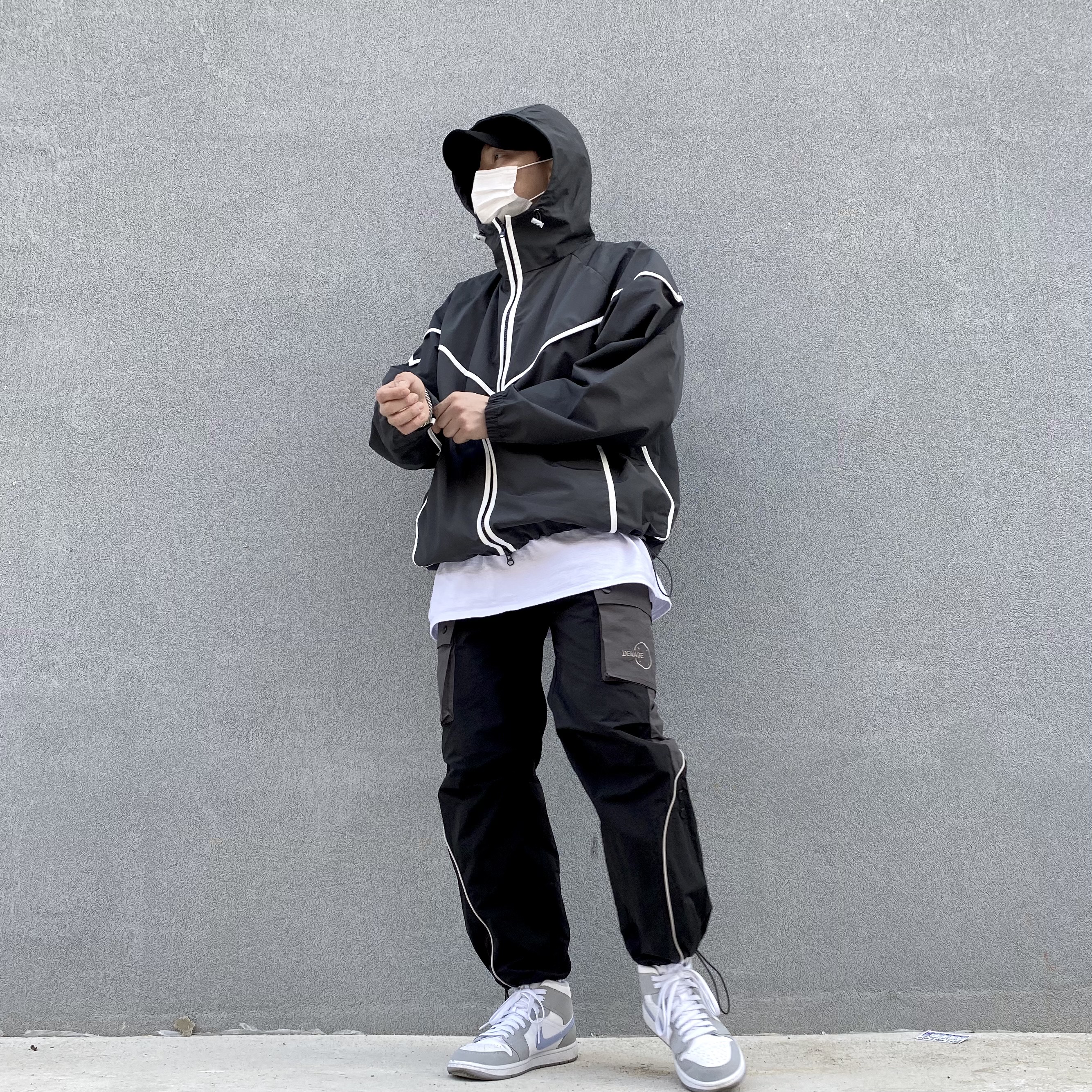 (W) Jordan 1 Mid Wolf Grey 착용 스타일 - 1