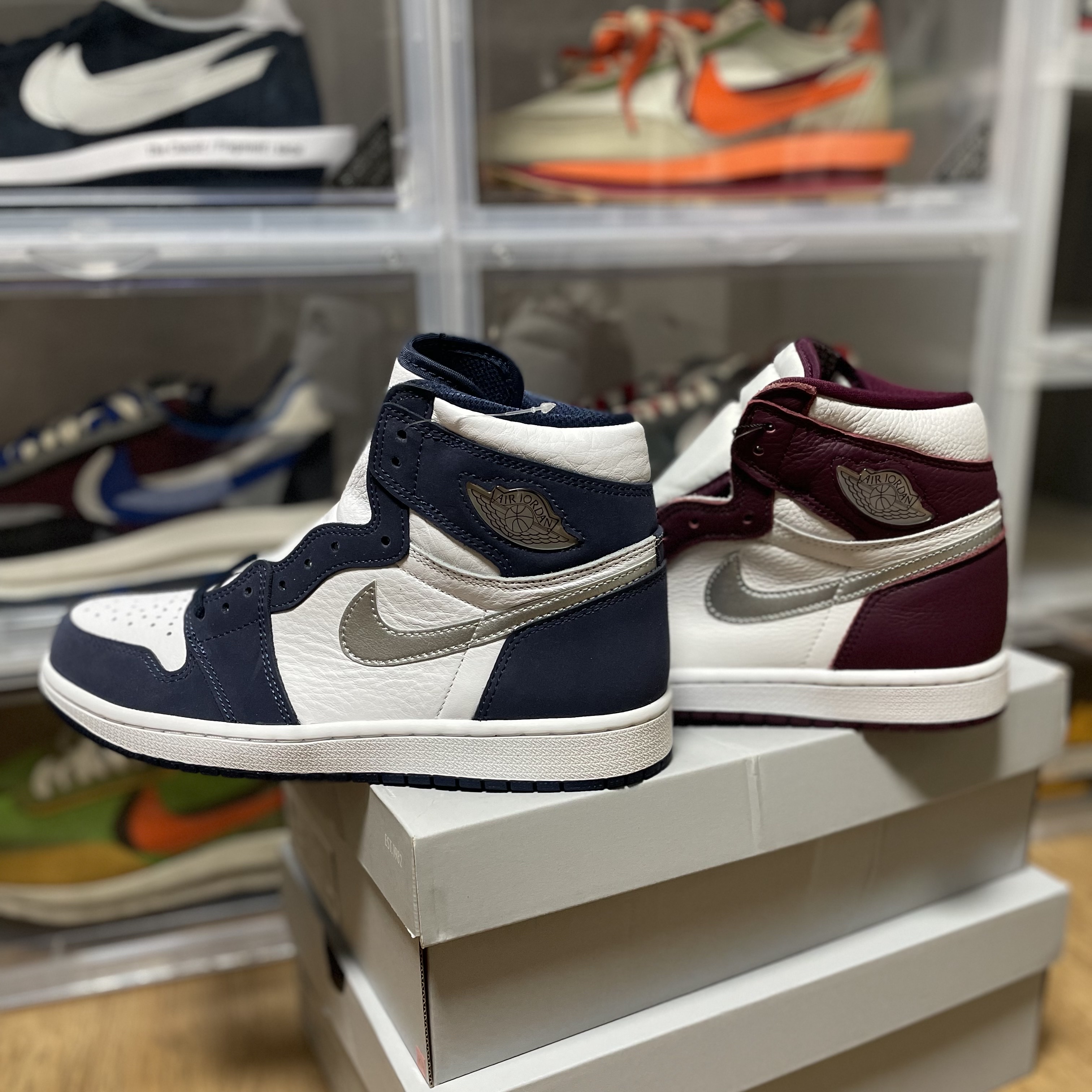 Jordan 1 Retro High OG Bordeaux, Jordan 1 Retro High OG CO.JP Midnight Navy 착용 스타일