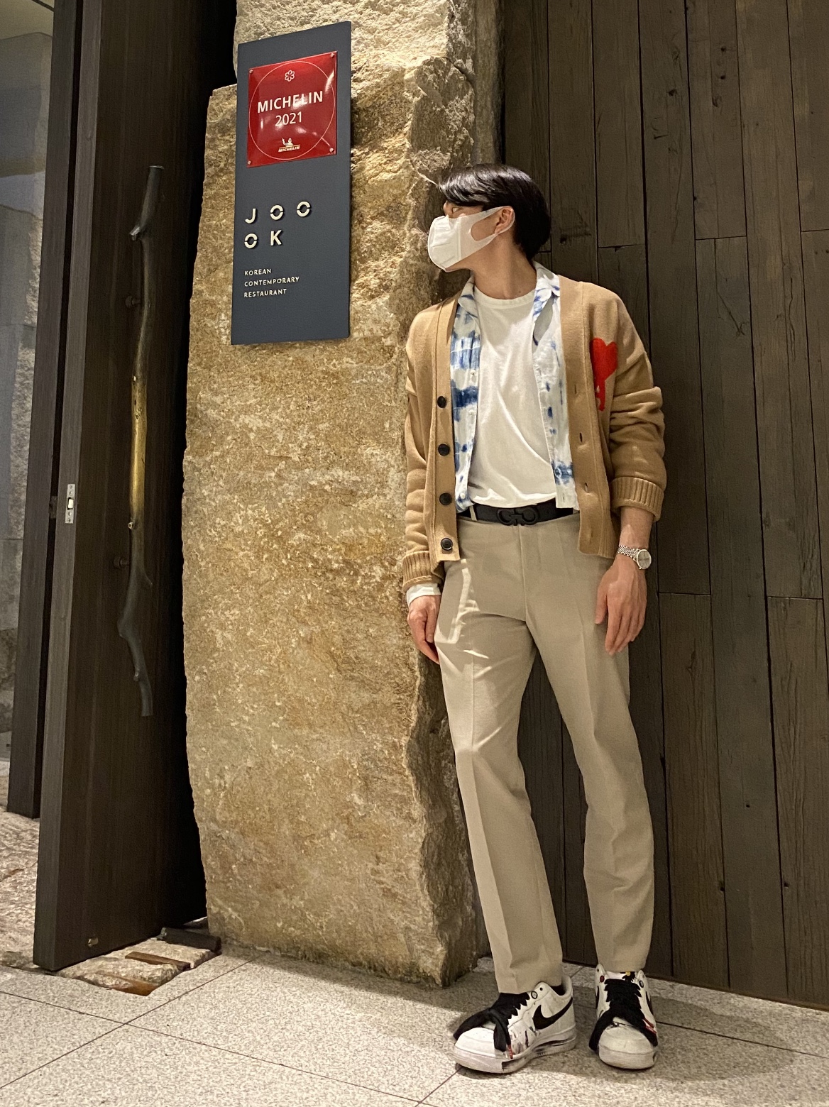Nike x Peaceminusone Kwondo1 White 착용 스타일 - 1