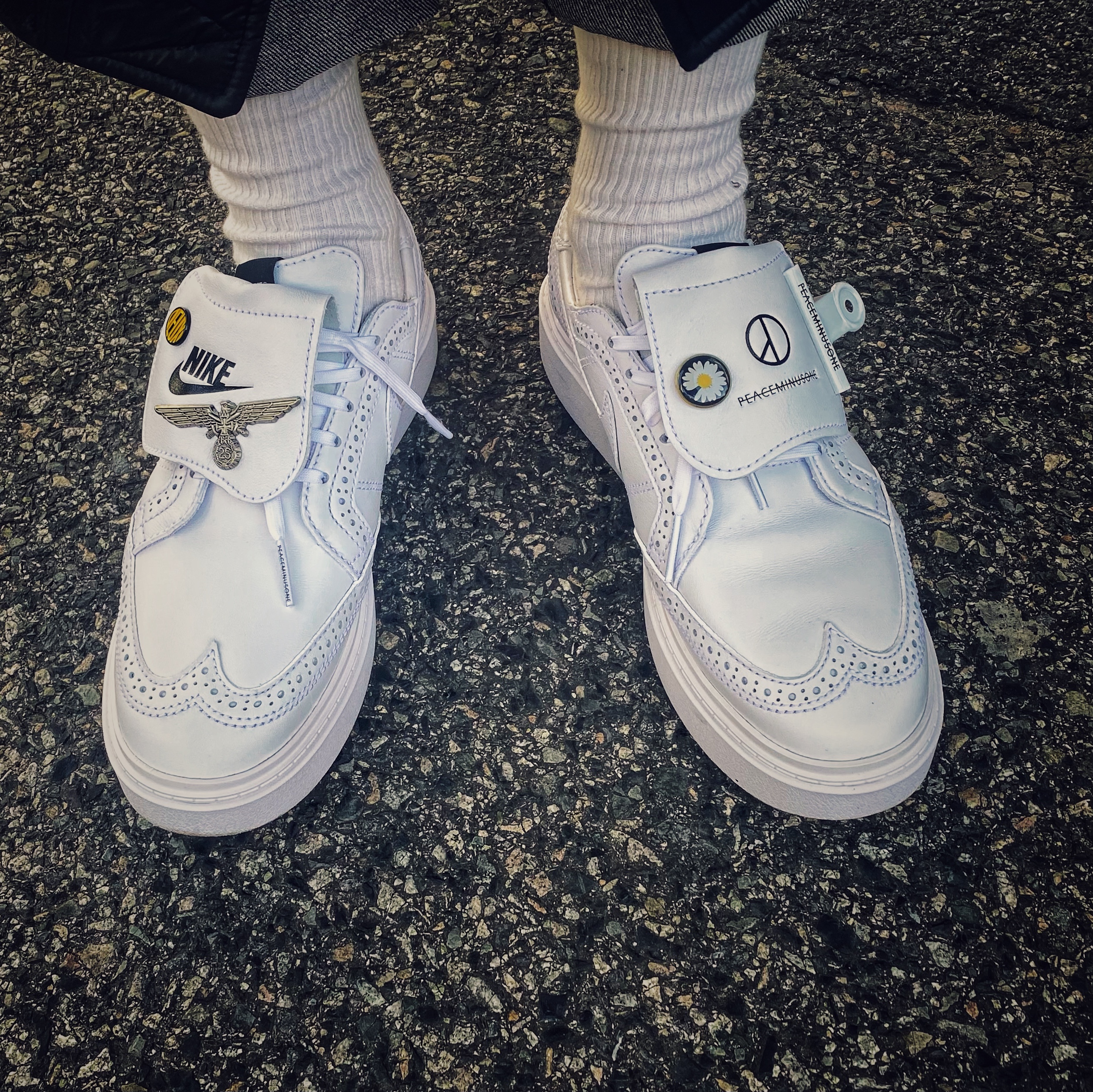 Nike x Peaceminusone Kwondo1 White 착용 스타일 - 3