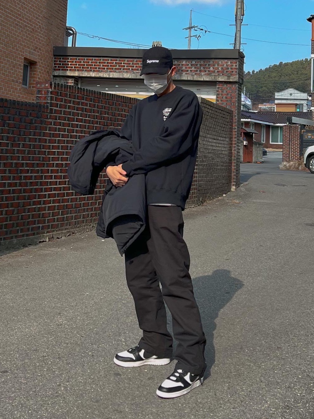 Supreme Waxed Cotton Camp Cap Black - 21FW, Nike x Ambush Dunk High Black 착용 스타일