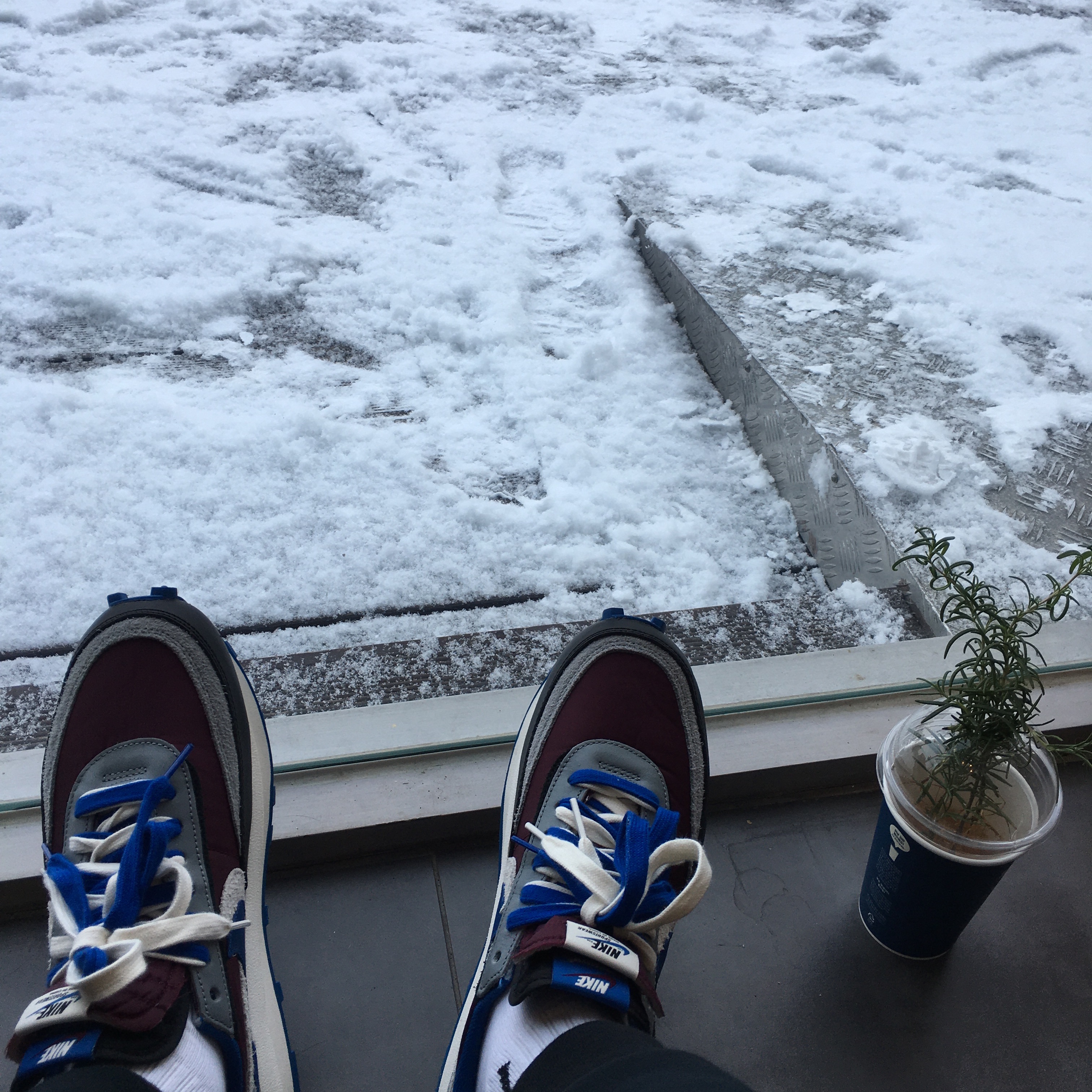 Nike x Sacai x Undercover LDWaffle Night Maroon Team Royal 착용 스타일