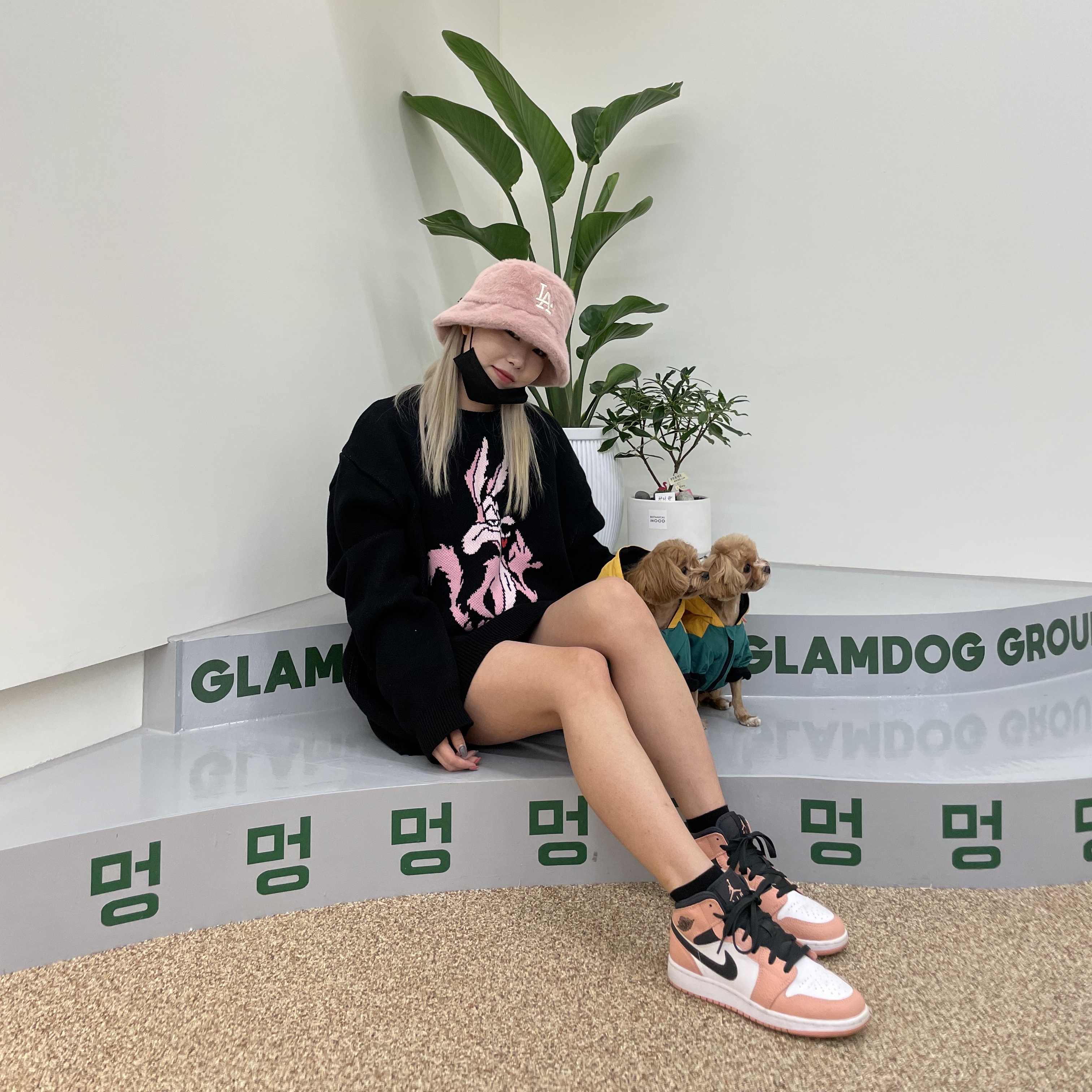 (GS) Jordan 1 Mid Pink Quartz 착용 스타일 - 1