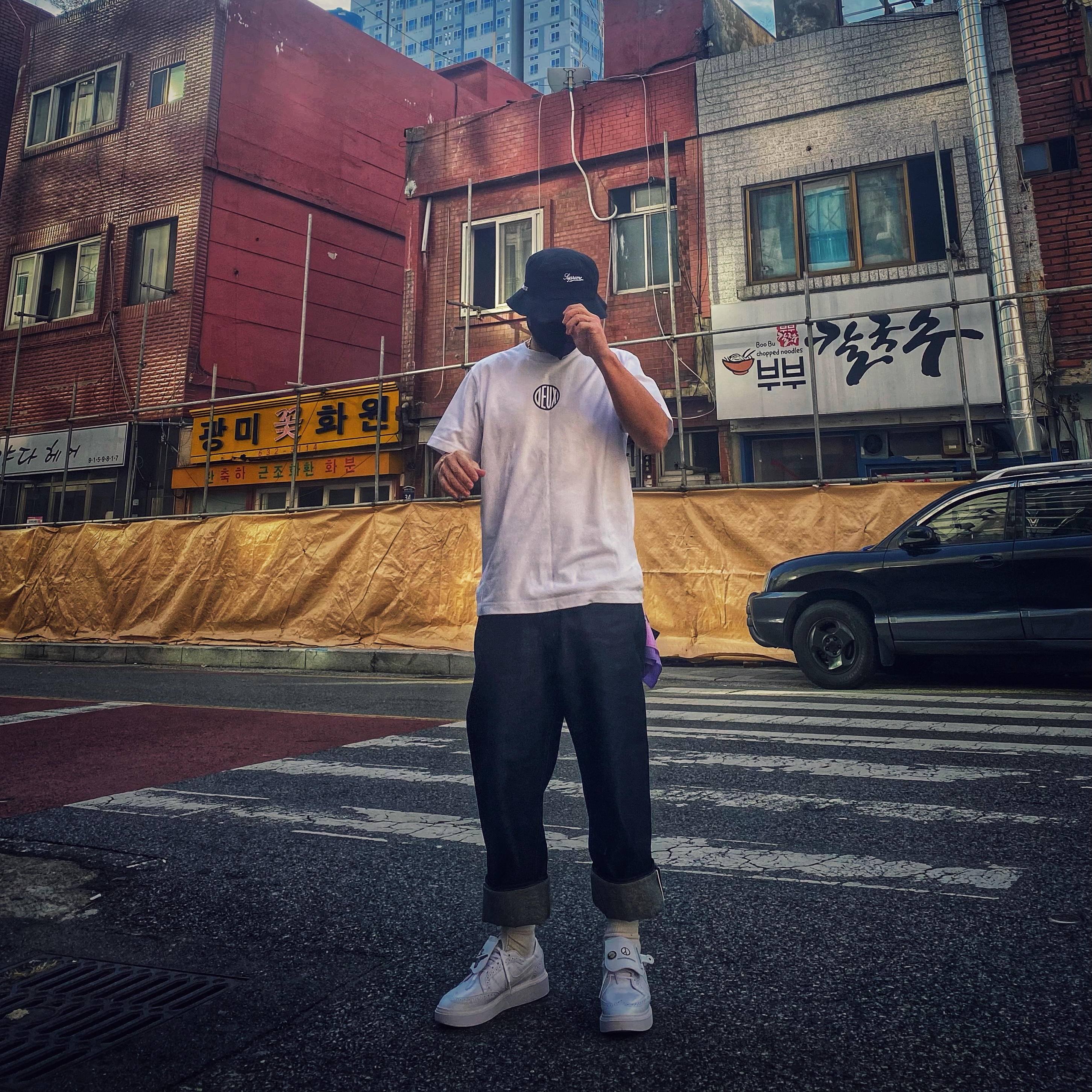 Nike x Peaceminusone Kwondo1 White 착용 스타일 - 5