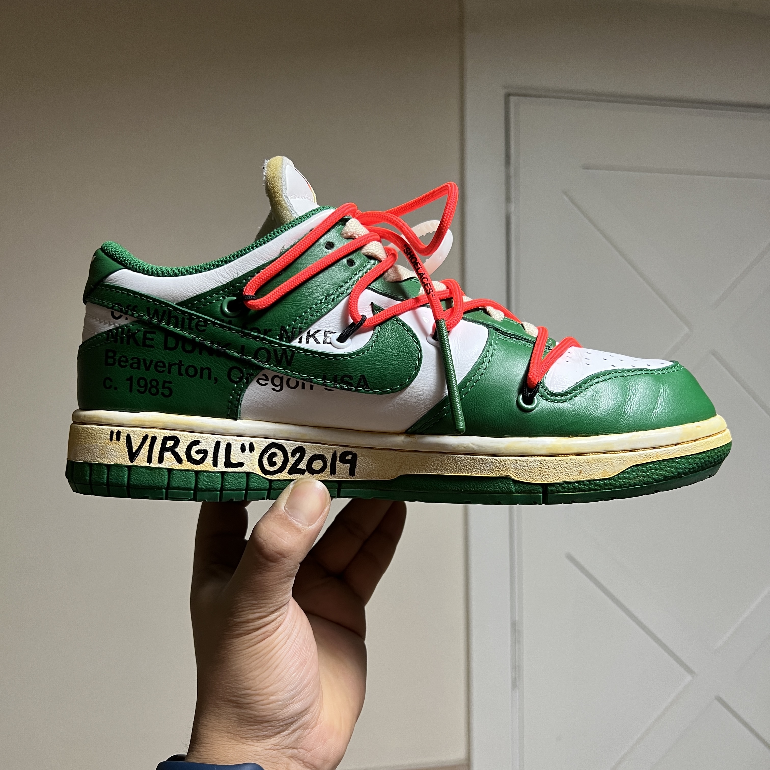 Nike x Off-White Dunk Low Pine Green 착용 스타일 - 1