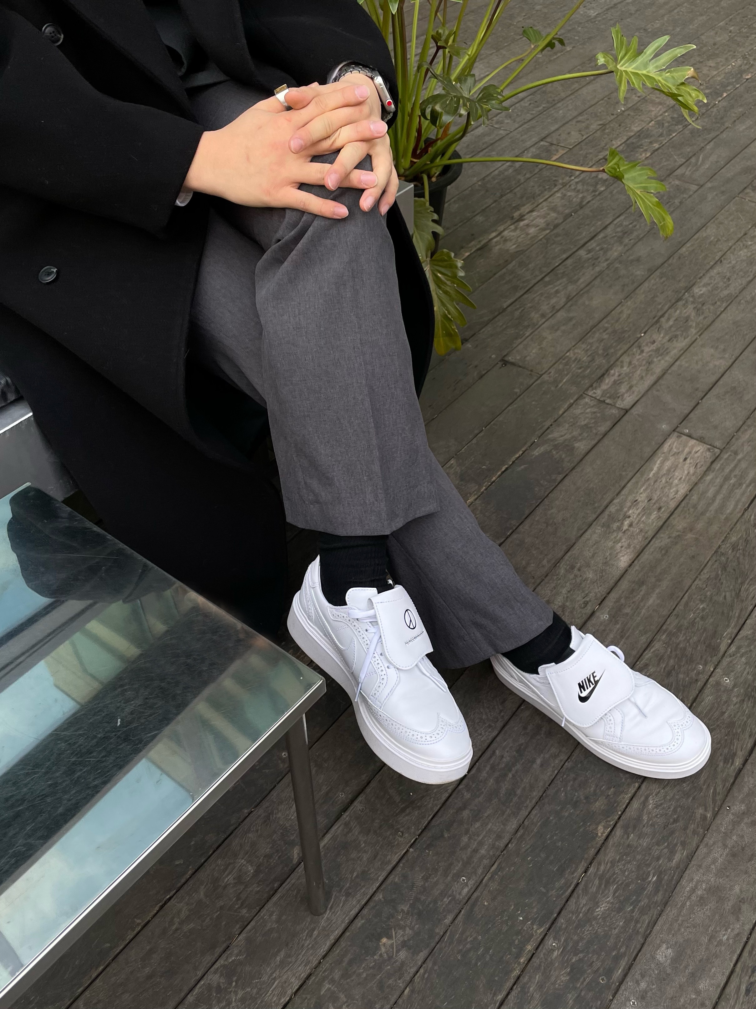 Nike x Peaceminusone Kwondo1 White 착용 스타일 - 4