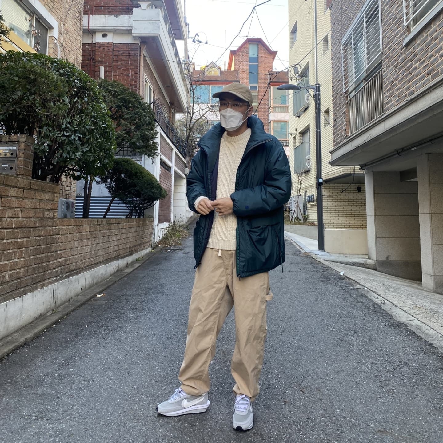 Nike x Sacai x Fragment LDWaffle Light Smoke Grey 착용 스타일 - 1