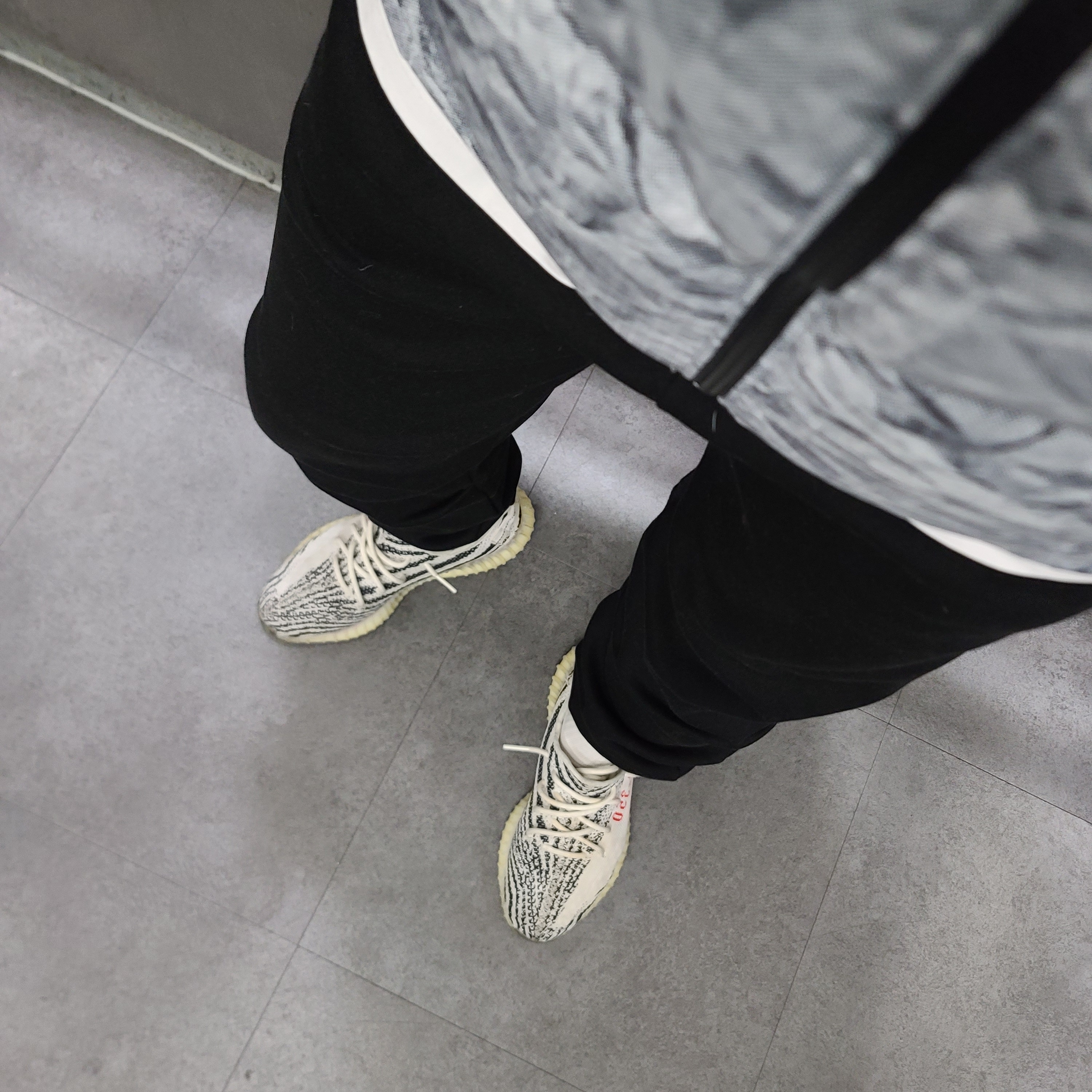 Adidas Yeezy Boost 350 V2 Zebra 2017/2019/2020, The North Face White Label Novelty Nuptse Down Jacket White 착용 스타일