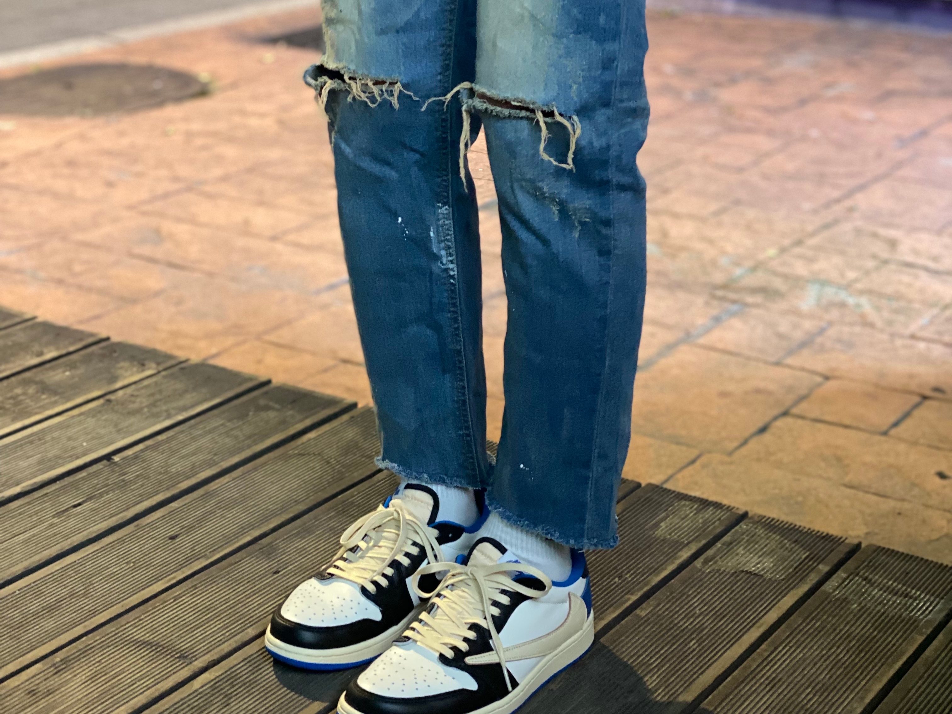 Jordan 1 x Travis Scott x Fragment Retro Low OG SP Military Blue 착용 스타일