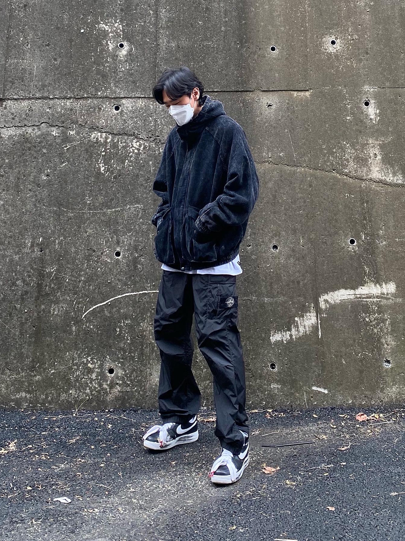 Nike x Peaceminusone Air Force 1 Low Para-Noise, Supreme x Stone Island Painted Camo Nylon Cargo Pants Black - 20FW 착용 스타일 - 1