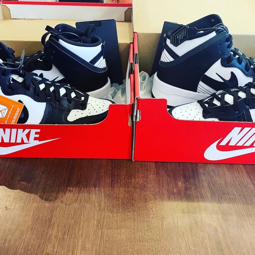 (W) Nike Dunk High Up Black and White 착용 스타일 - 3