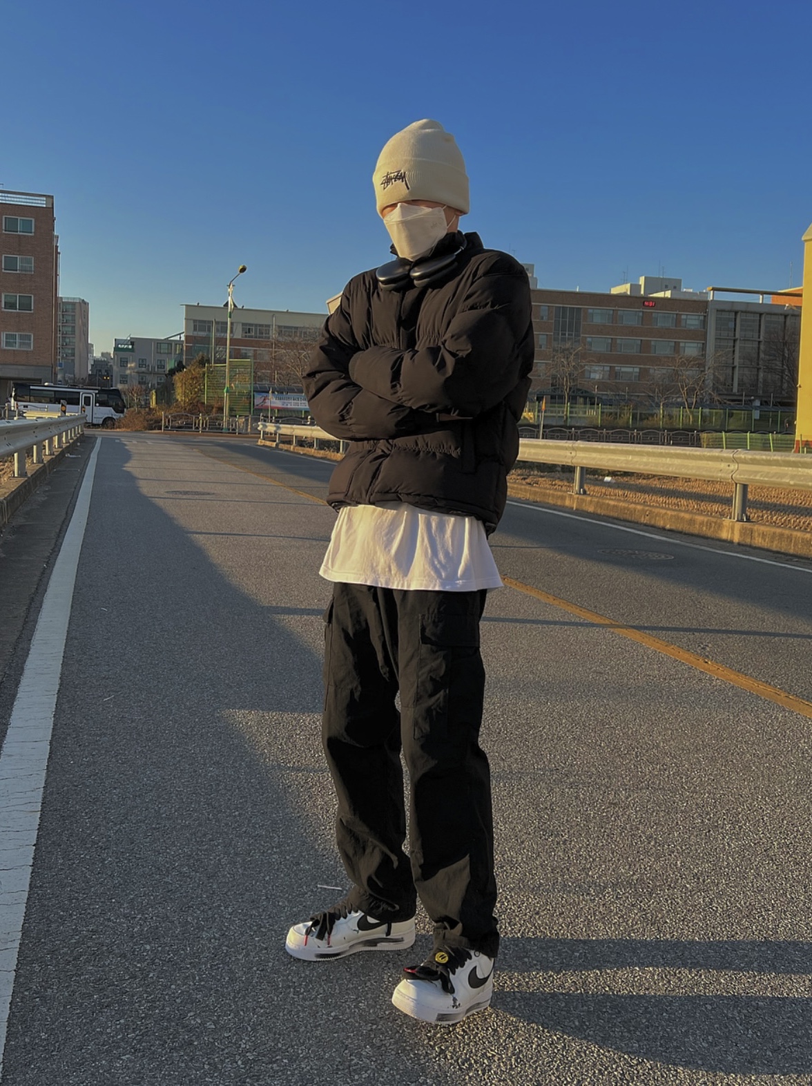 Nike x Stussy Cuff Beanie White, Nike x Peaceminusone Air Force 1 Low Para-Noise 2.0 착용 스타일 - 1