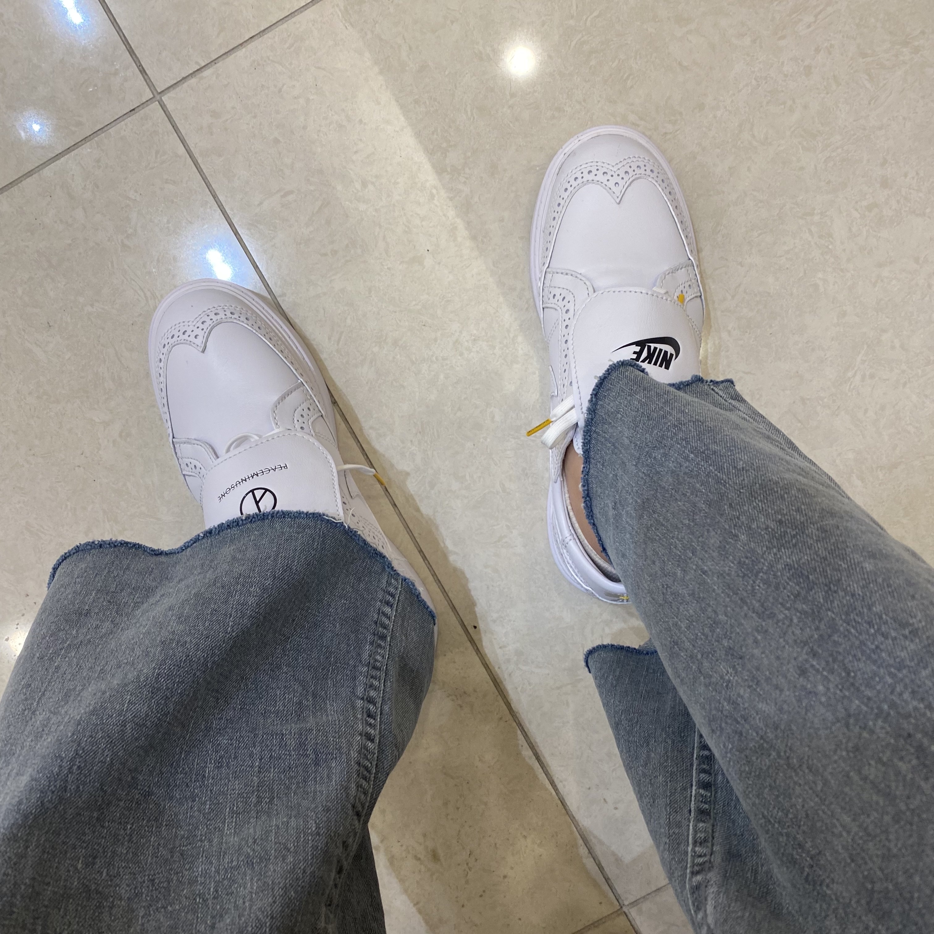 Nike x Peaceminusone Kwondo1 White 착용 스타일