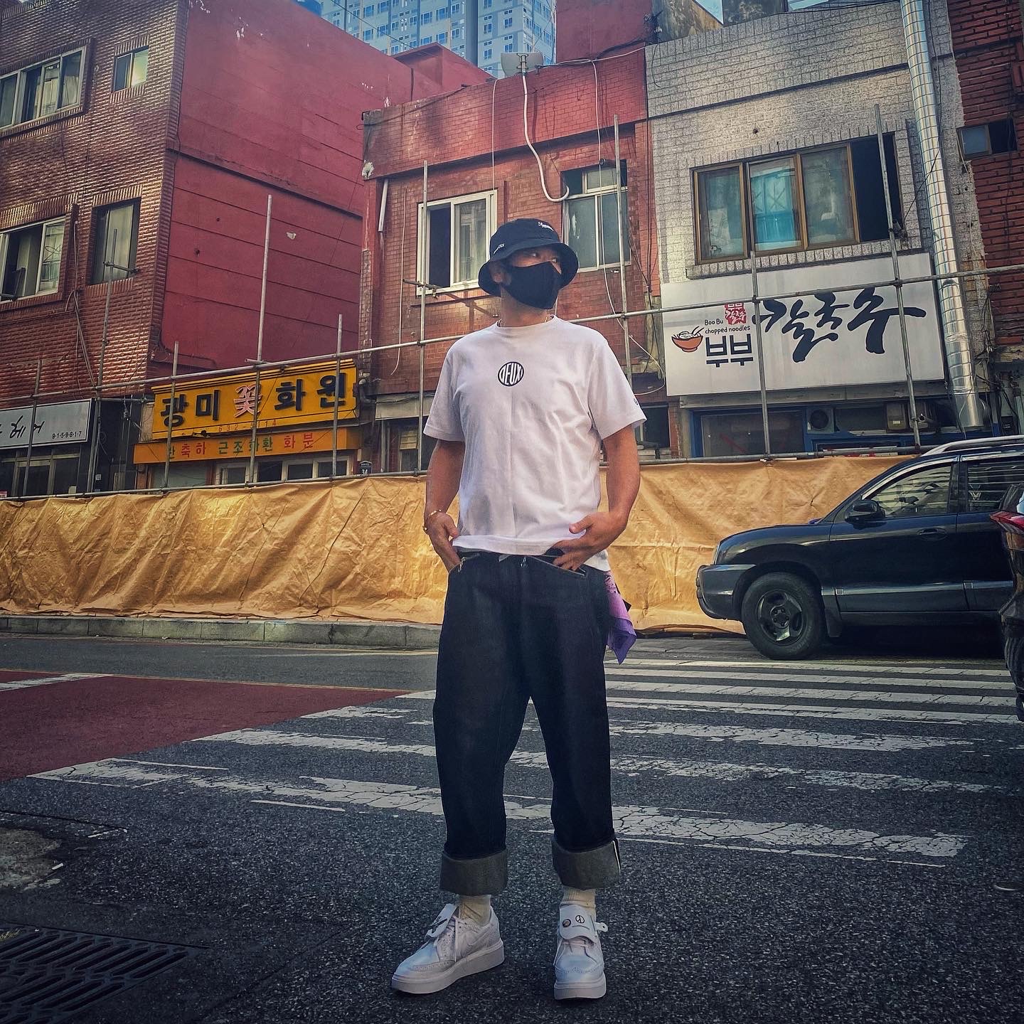 Nike x Peaceminusone Kwondo1 White 착용 스타일 - 2
