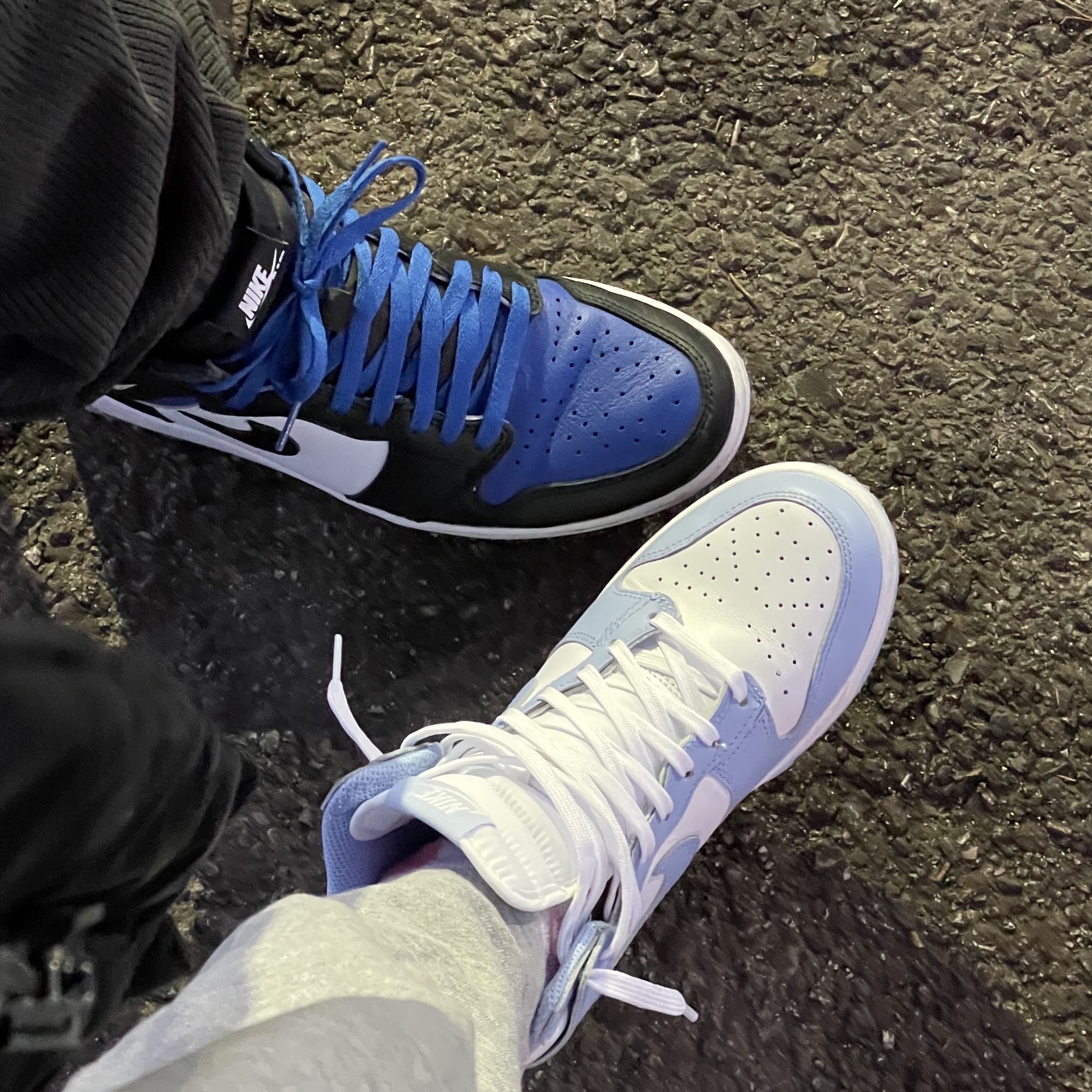 Jordan 1 Retro High OG Royal Toe, (W) Nike Dunk High Aluminum 착용 스타일