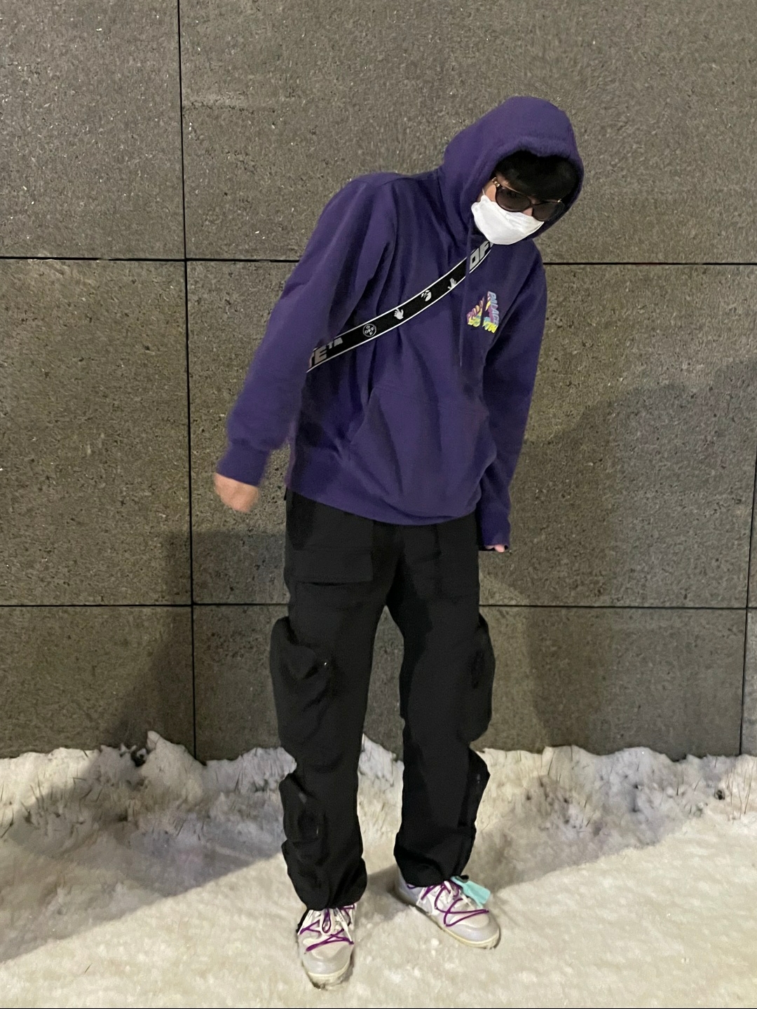 Nike x Off-White Dunk Low The 50 - Lot 21, Palace P-3D Hood Purple - 21FW 착용 스타일 - 3