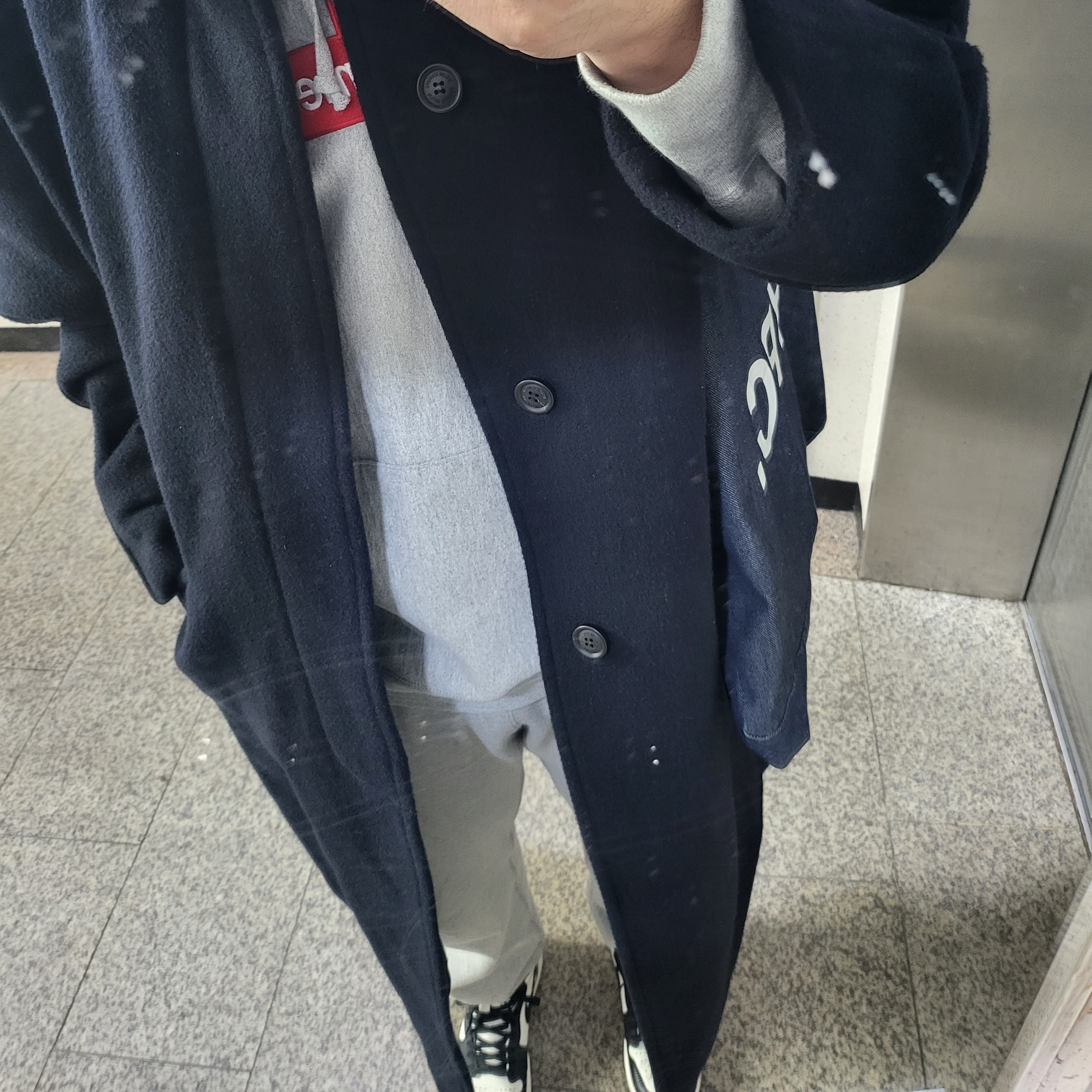 Supreme Cross Box Logo Hooded Sweatshirt Heather Grey - 20FW, Jordan 1 Retro High OG Black Mocha 착용 스타일