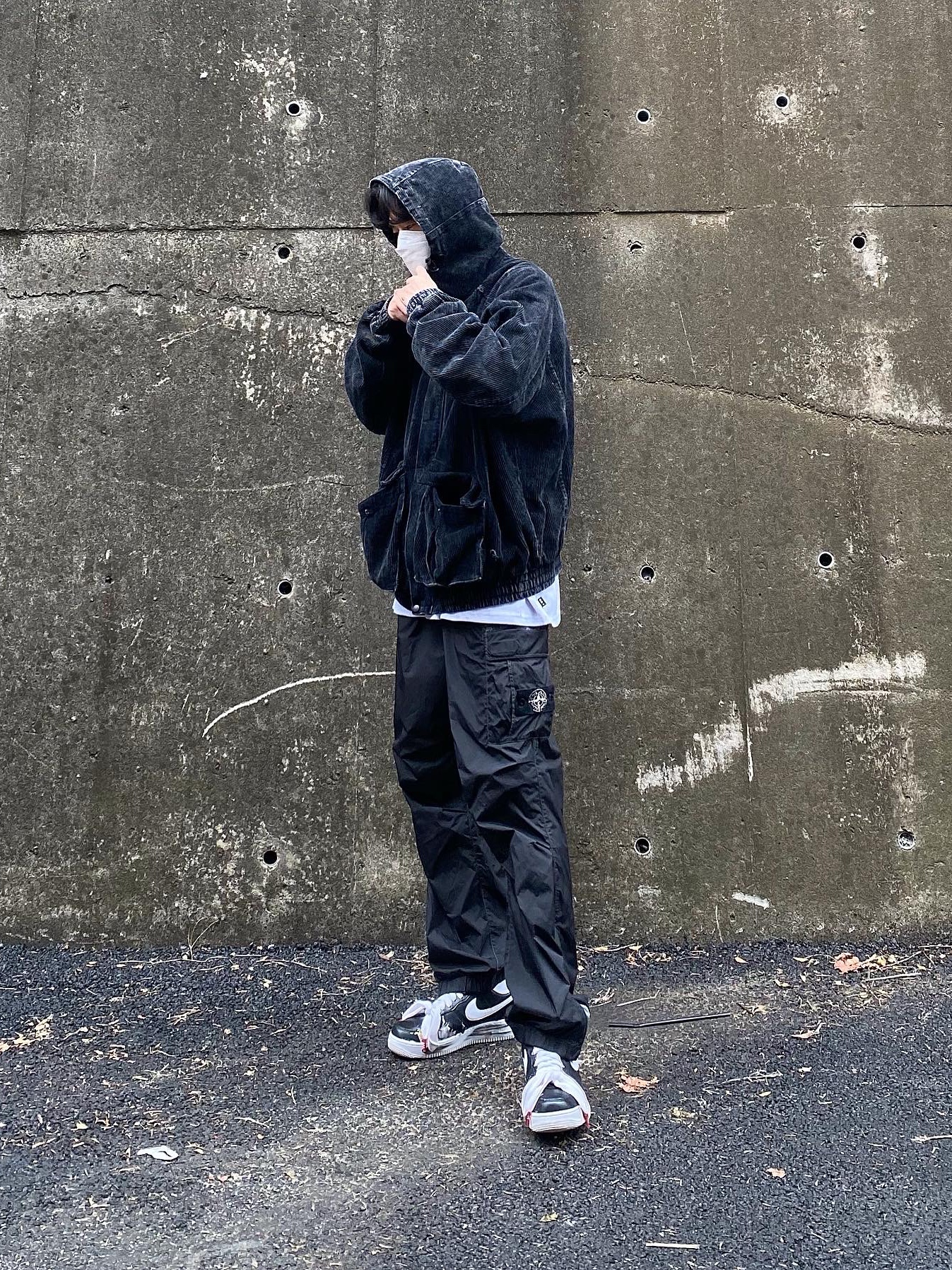 Nike x Peaceminusone Air Force 1 Low Para-Noise, Supreme x Stone Island Painted Camo Nylon Cargo Pants Black - 20FW 착용 스타일 - 2