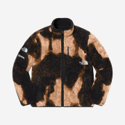 Supreme x The North Face Bleached Denim Print Fleece Jacket Black - 21FW