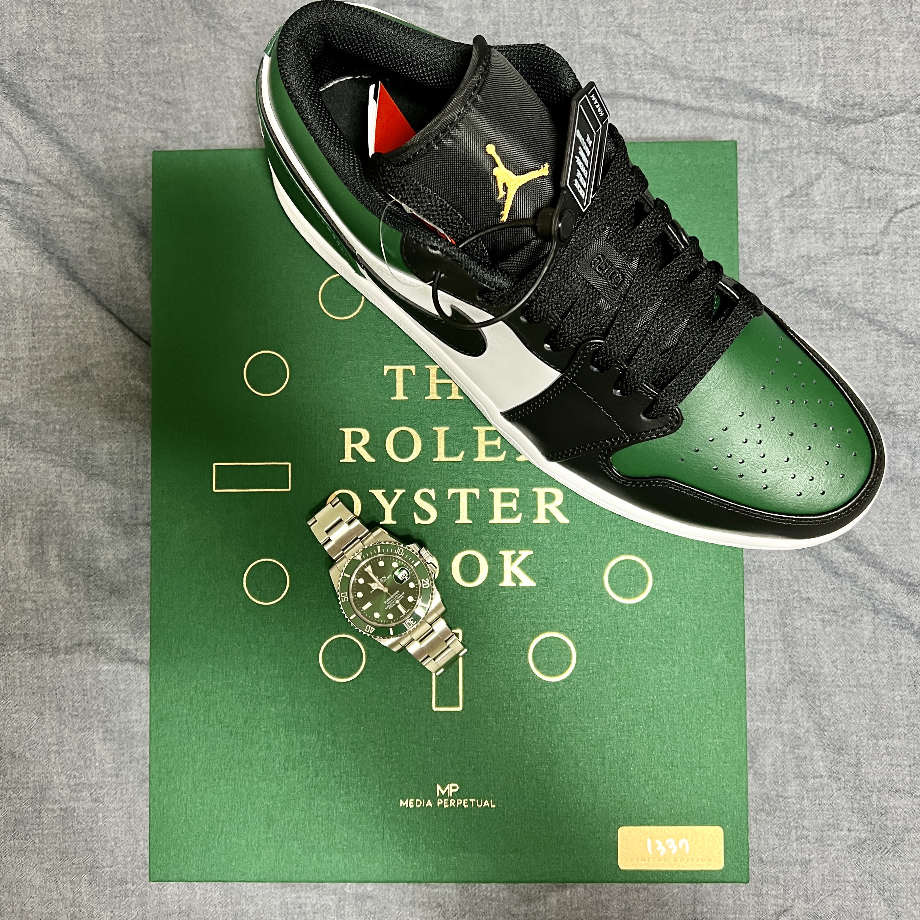 Jordan 1 Low Green Toe, Rolex Submariner Date 40mm 116610LV Green Oyster 착용 스타일