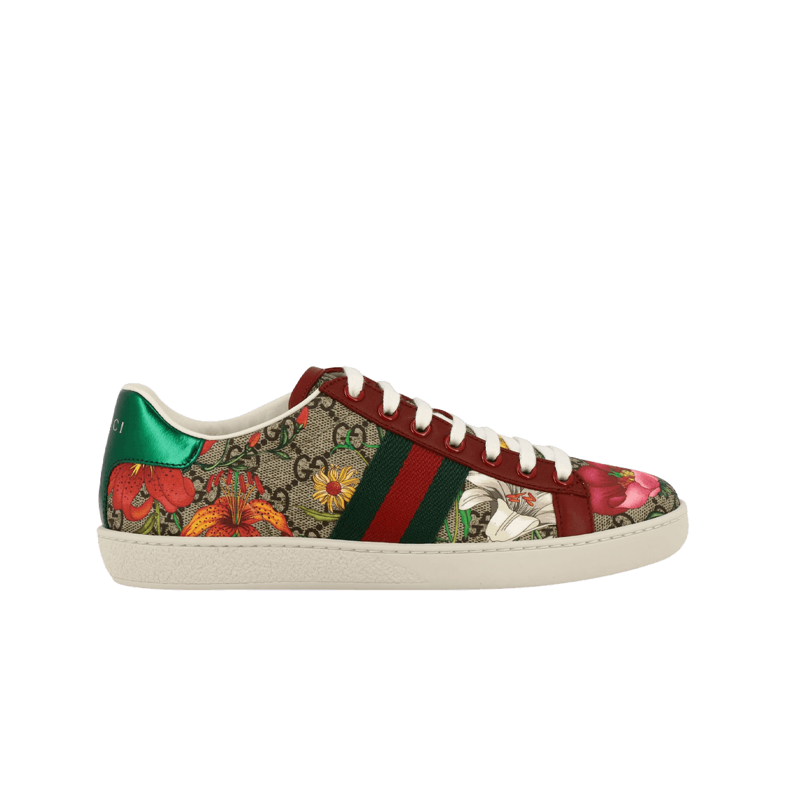 (W) 구찌 GG 슈프림 에이스 스니커즈 플로라 프린트((W) Gucci GG Supreme Ace Sneakers Flora Print) - 1