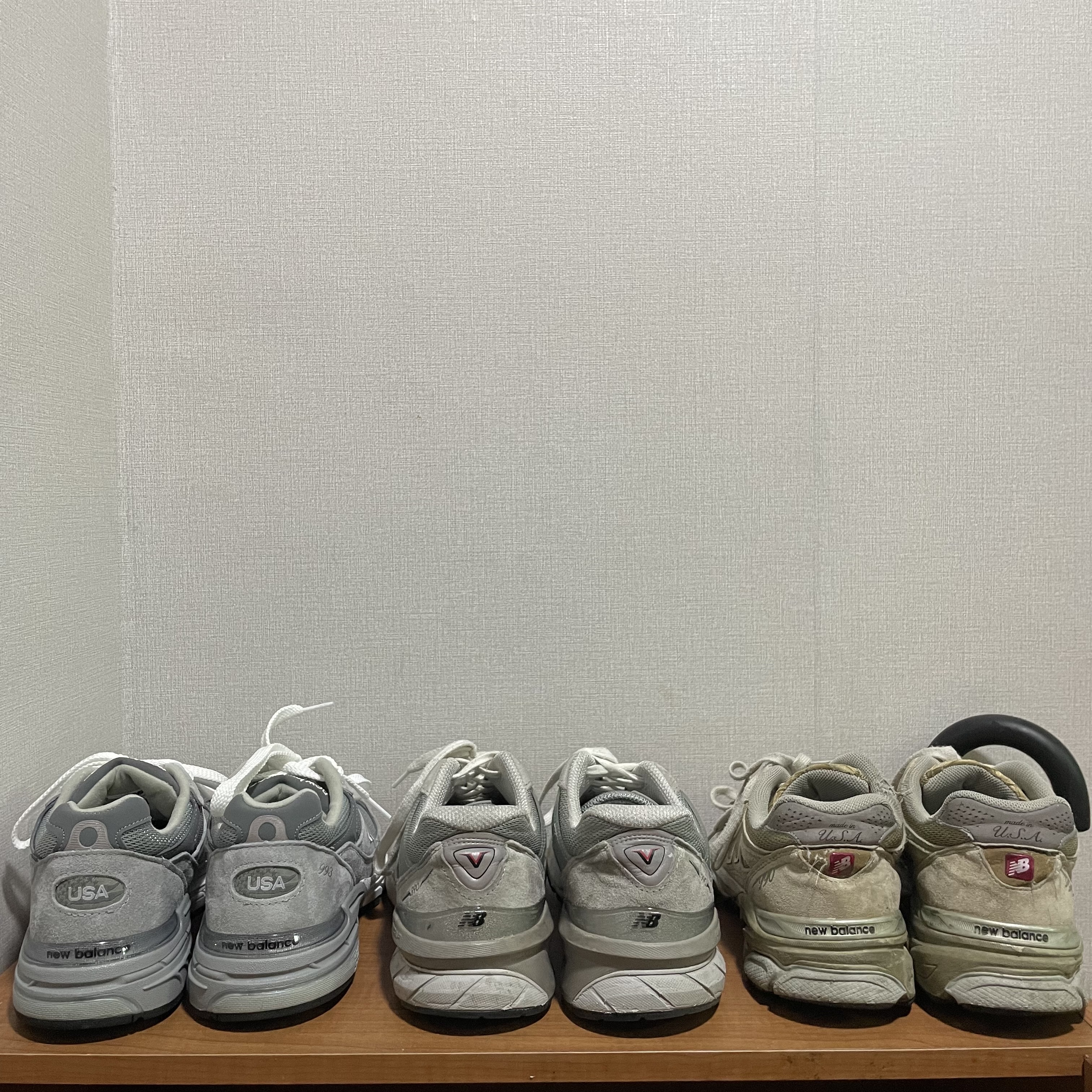 (W) New Balance 993 Made in USA Grey - B Standard, New Balance 990v5 Made in USA Grey - D Standard 착용 스타일 - 2