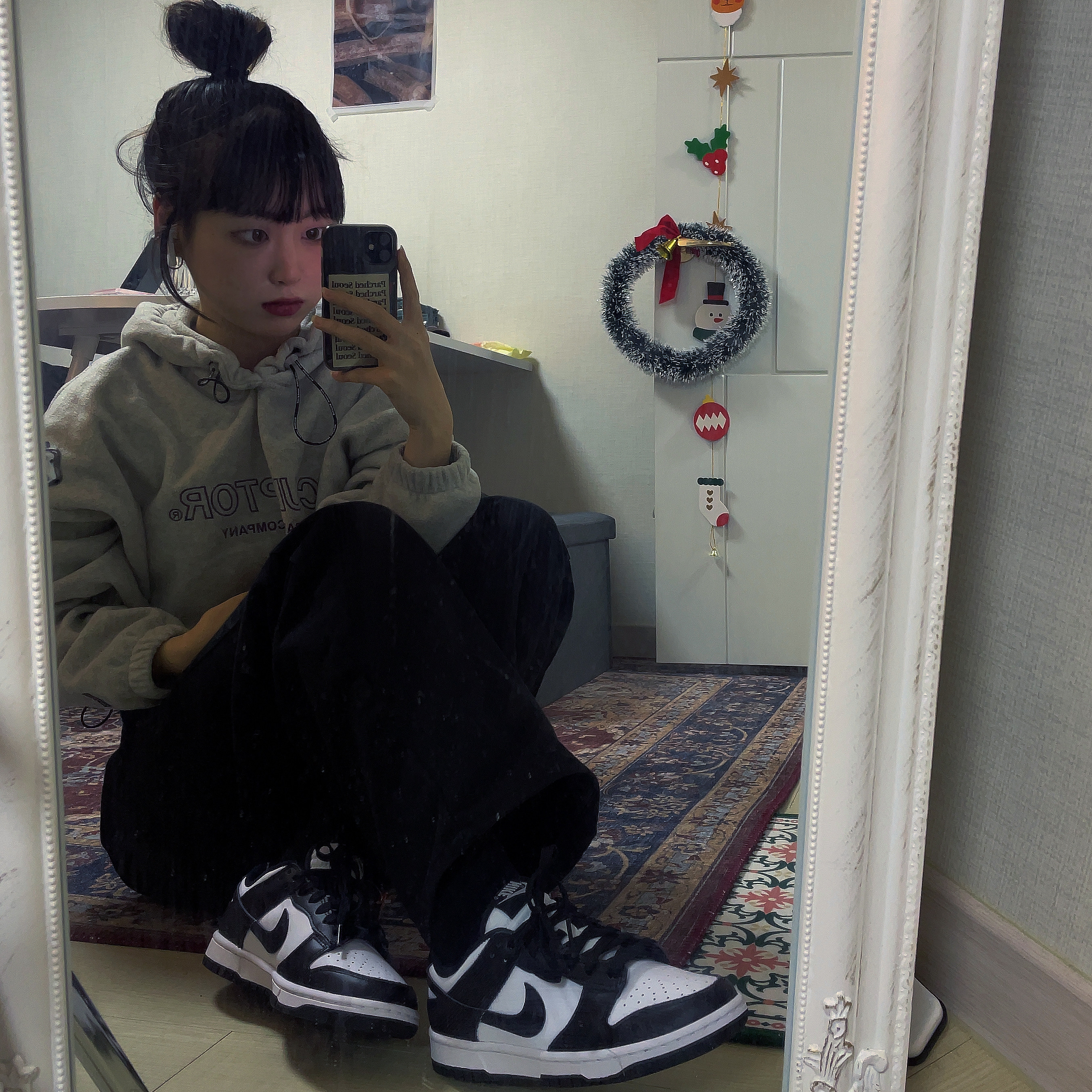 (W) Nike Dunk Low Black 착용 스타일