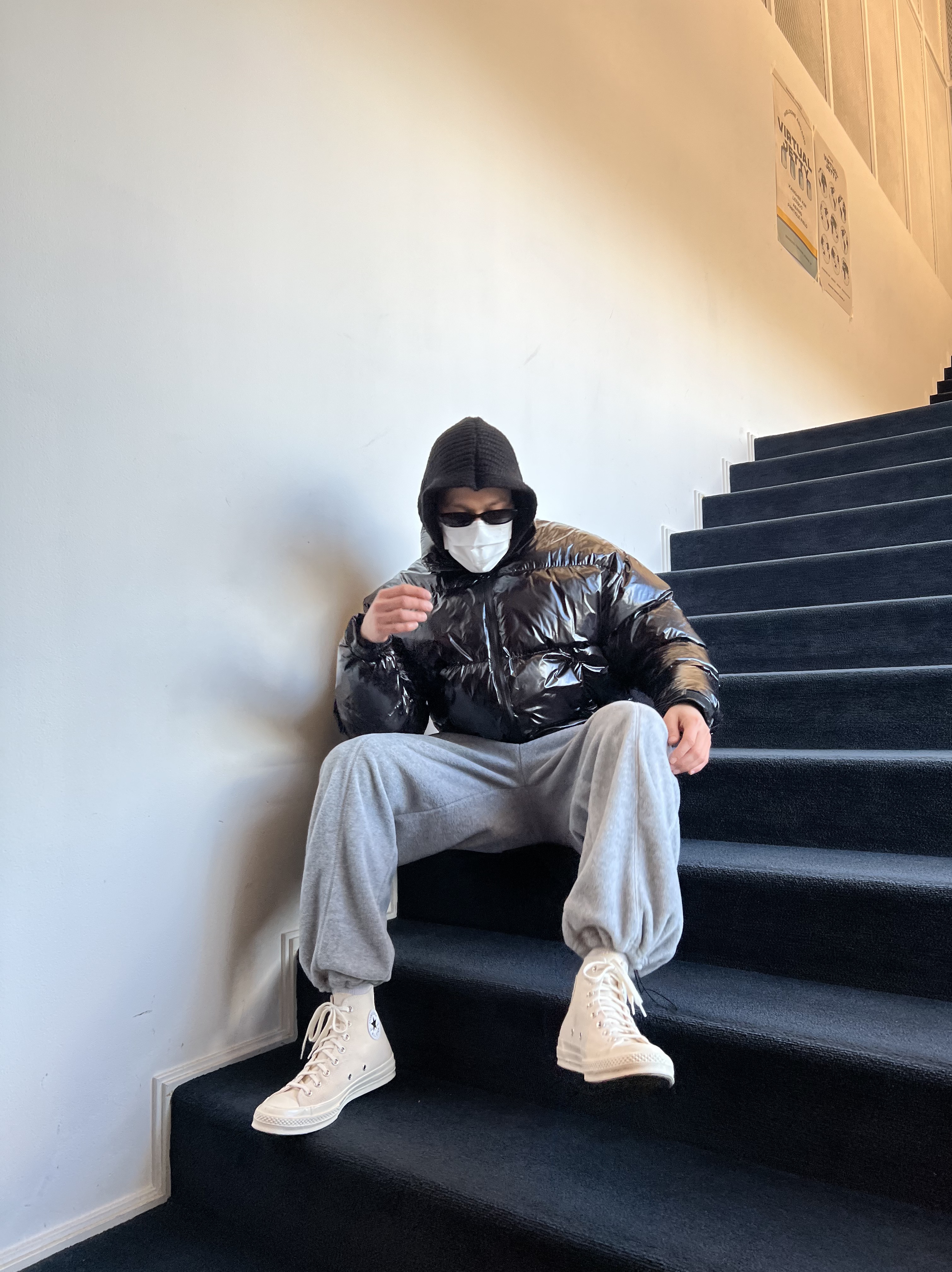 Converse Chuck 70 High Vintage Canvas Natural, Converse x Play Comme des Garcons Chuck 70 Ox Black 착용 스타일 - 3