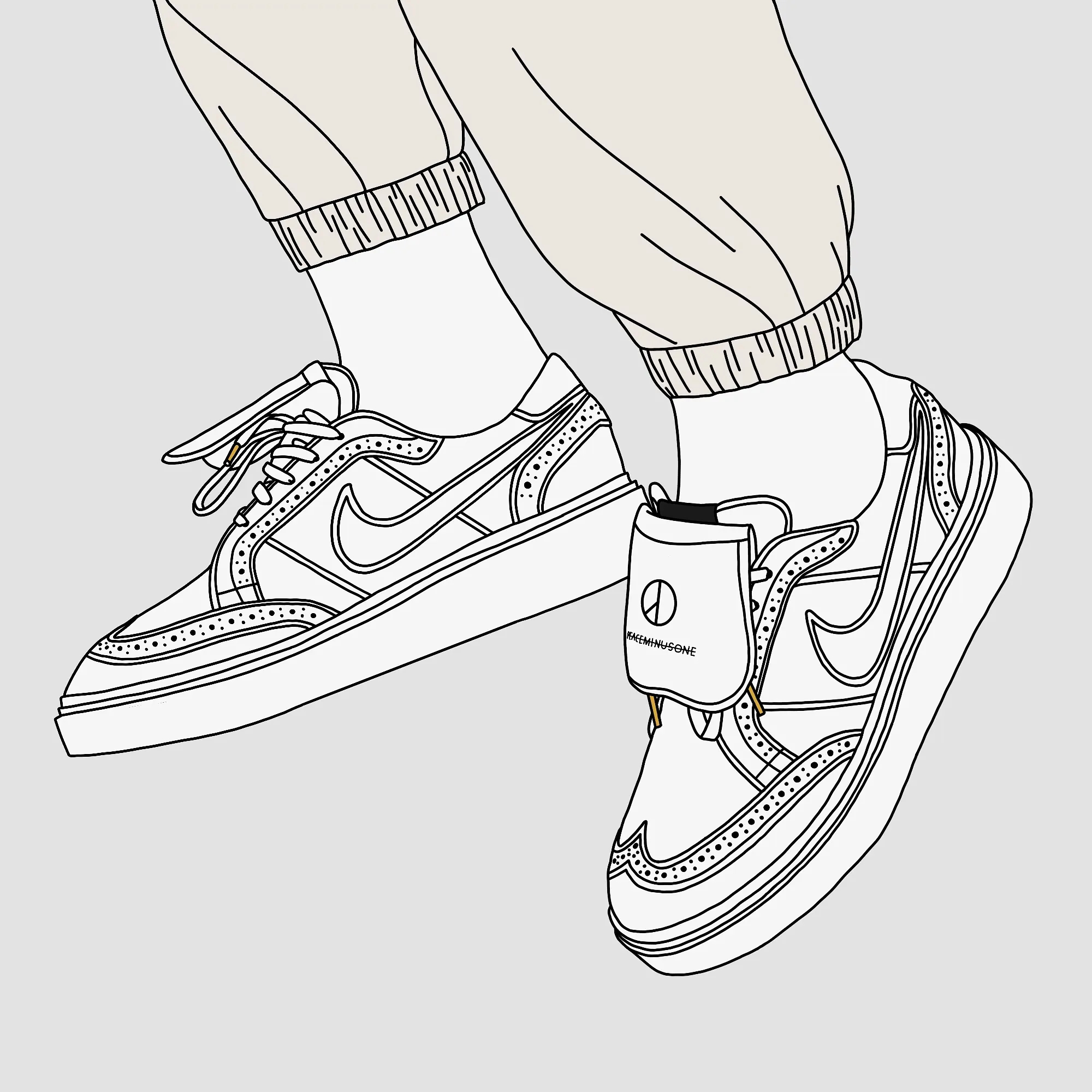 Nike x Peaceminusone Kwondo1 White 착용 스타일