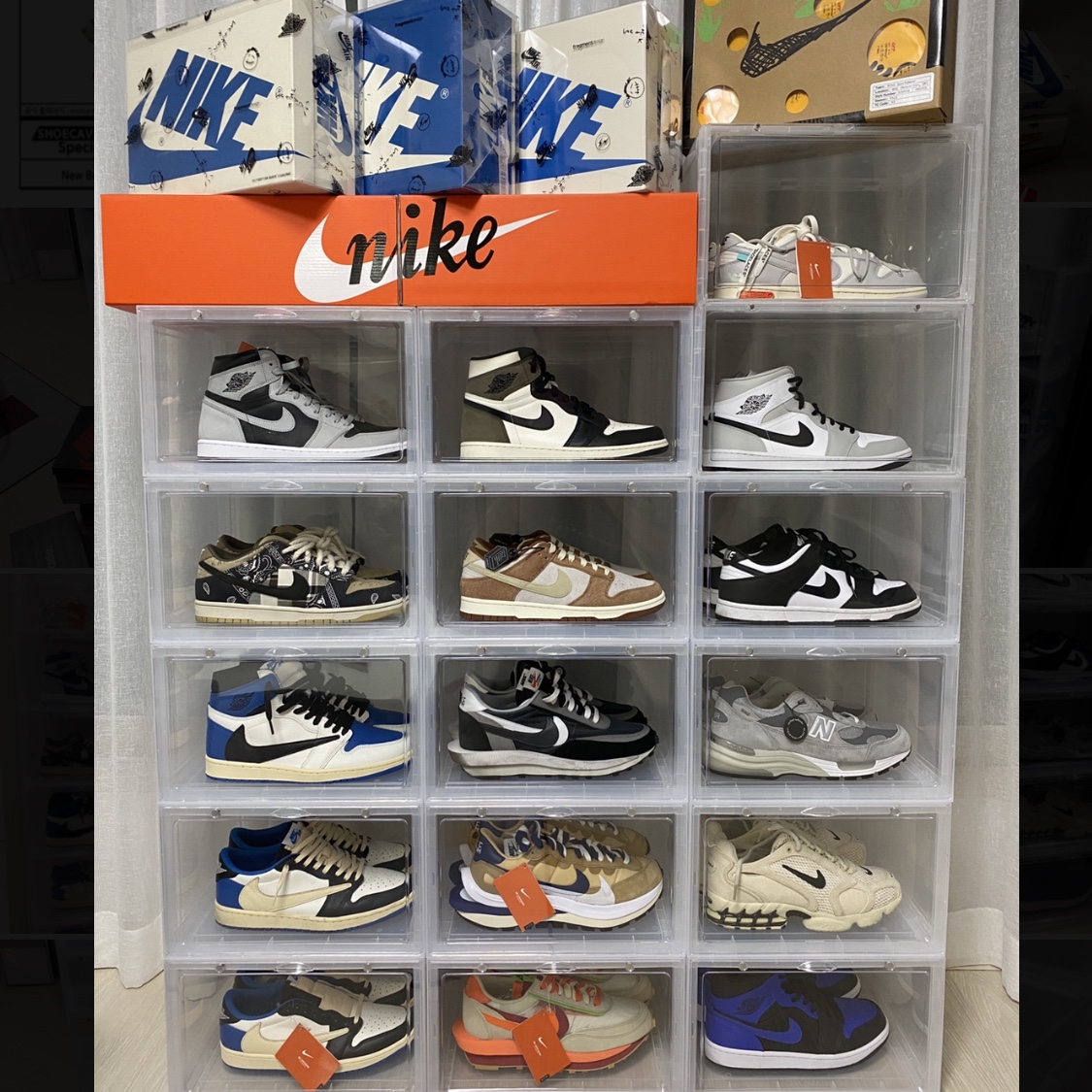 Jordan 1 x Travis Scott x Fragment Retro Low OG SP Military Blue, Jordan 1 x Travis Scott x Fragment Retro High OG SP Military Blue μ°©μ© μ€νμΌ