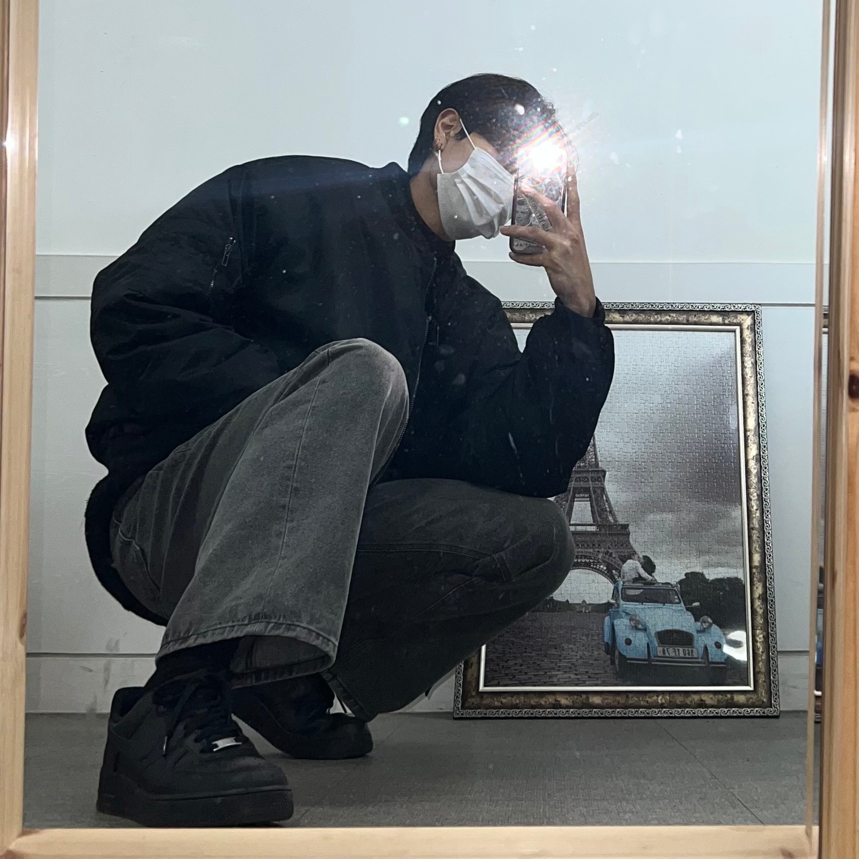 Nike Air Force 1 '07 Low Triple Black 착용 스타일 - 3