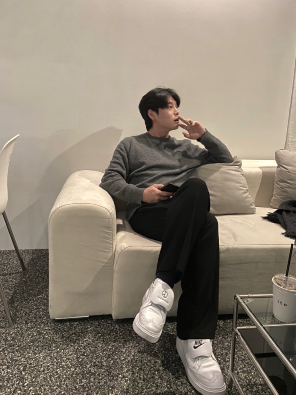 Nike x Peaceminusone Kwondo1 White 착용 스타일 - 1