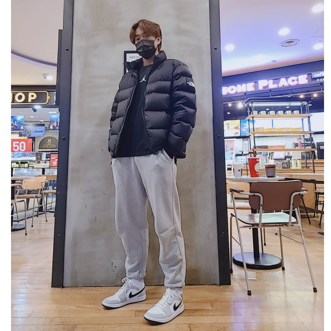 (W) Jordan 1 Mid Grey Fog 착용 스타일
