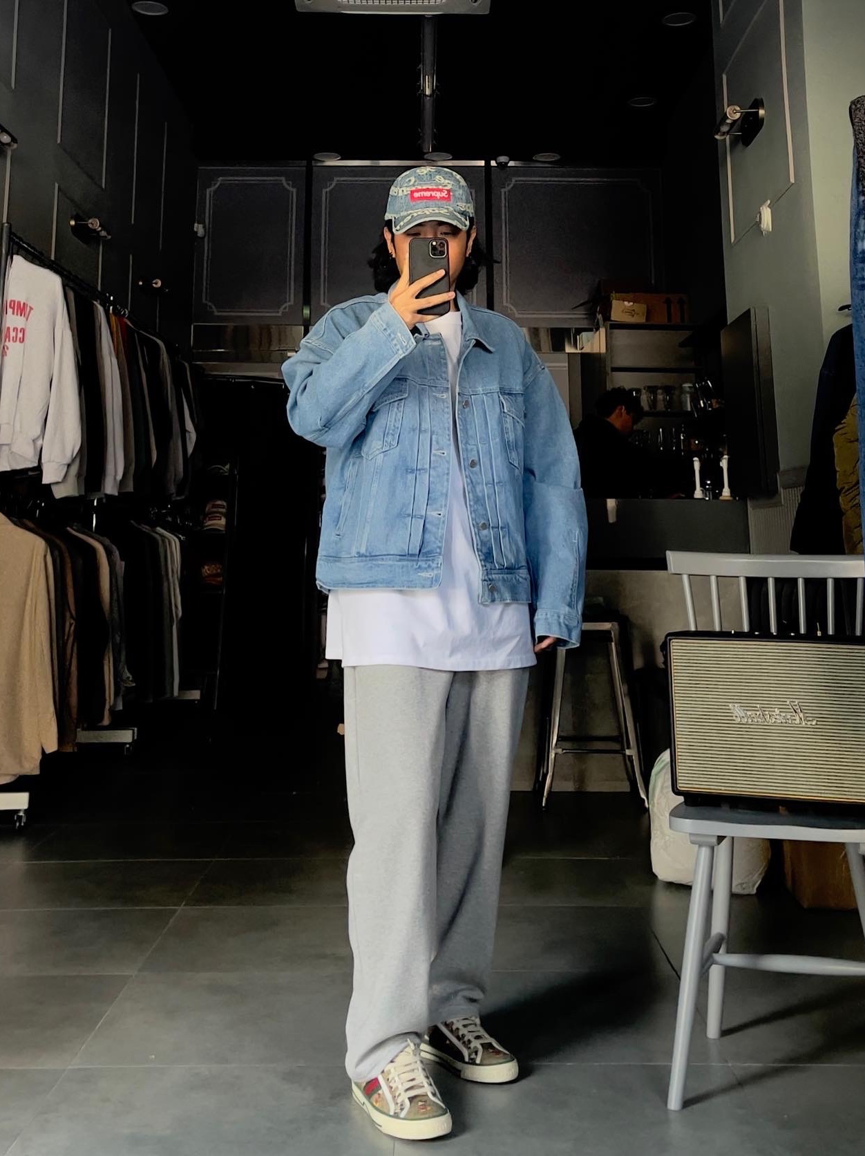 Supreme Frayed Logos Denim Camp Cap Blue - 21SS, Gucci x Disney Tennis 1977 with Web 착용 스타일 - 1