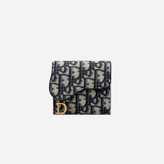 Dior Saddle Lotus Wallet Blue Dior Oblique Jacquard