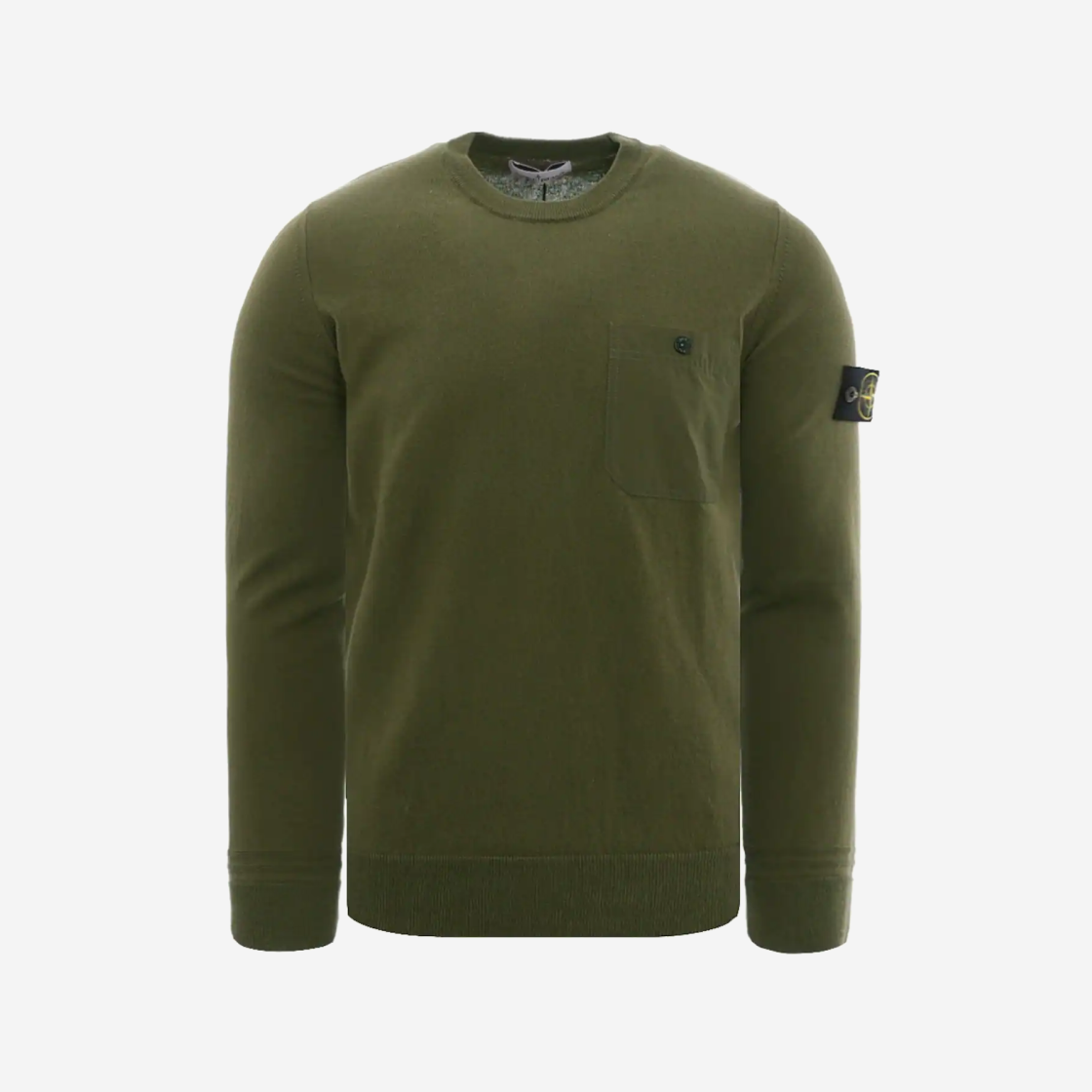 Stone Island 571B9 Patch Naslan Light Pocket Crewneck Knit Olive Green - 21SS 상세 이미지 1