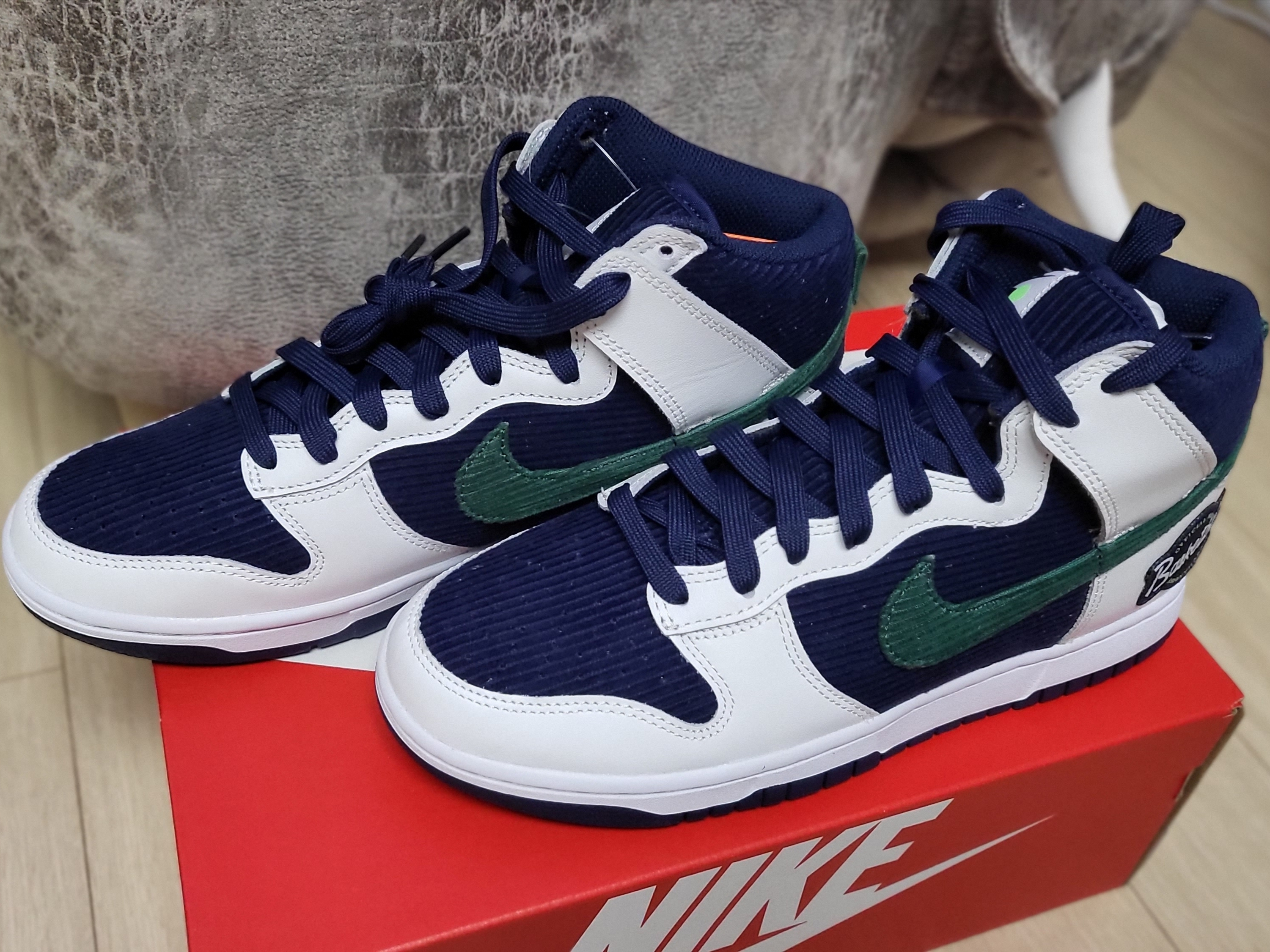 Nike Dunk High PRM EMB College Navy 착용 스타일 - 4