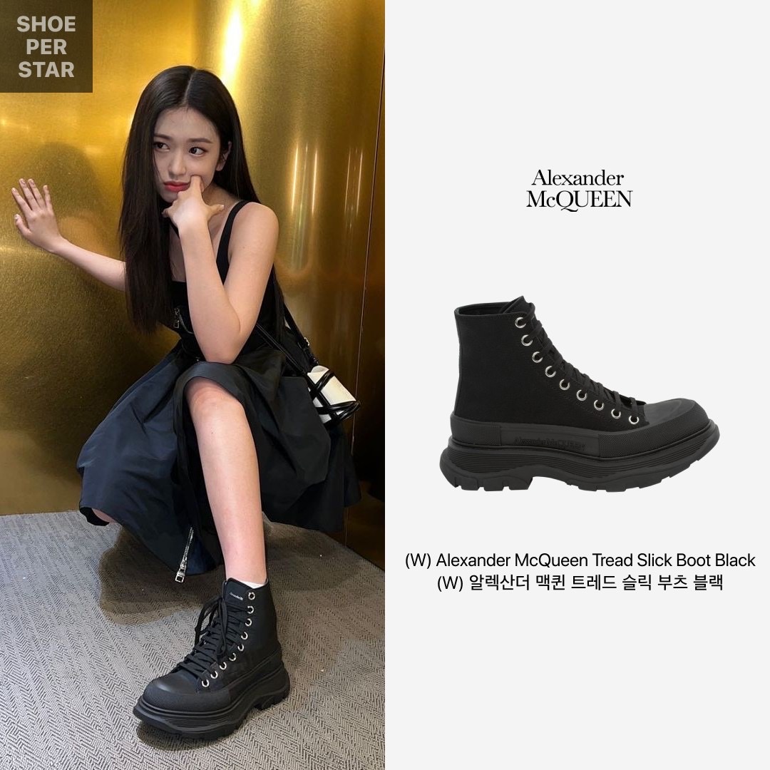 (W) Alexander McQueen Tread Slick Boot Black, (GS) Jordan 1 Mid Gym Red Black White 착용 스타일 - 2